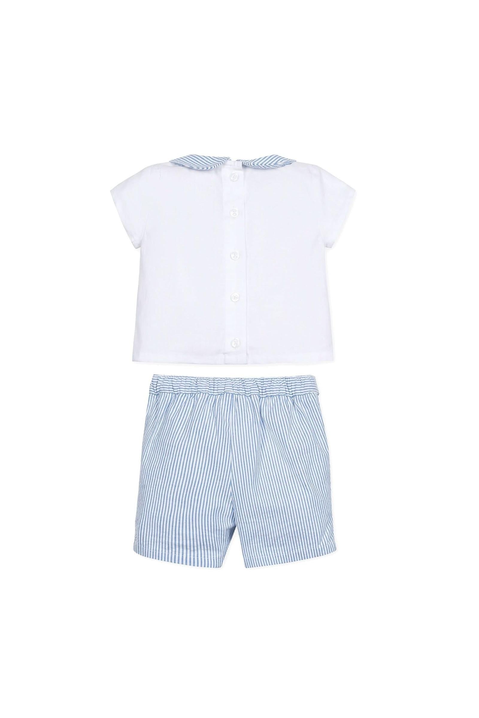 Organic Cotton Peter Pan Shirt and Shorts Set for Baby Boys, Blue
