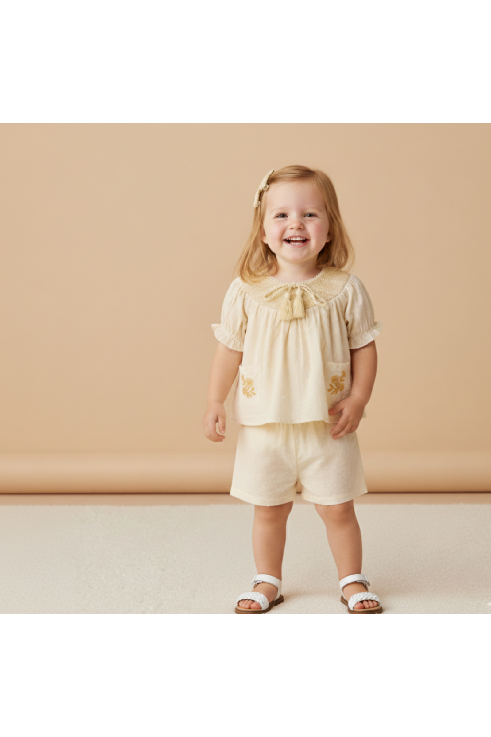 Organic Smocked Top & Shorts Set - Butter Yellow
