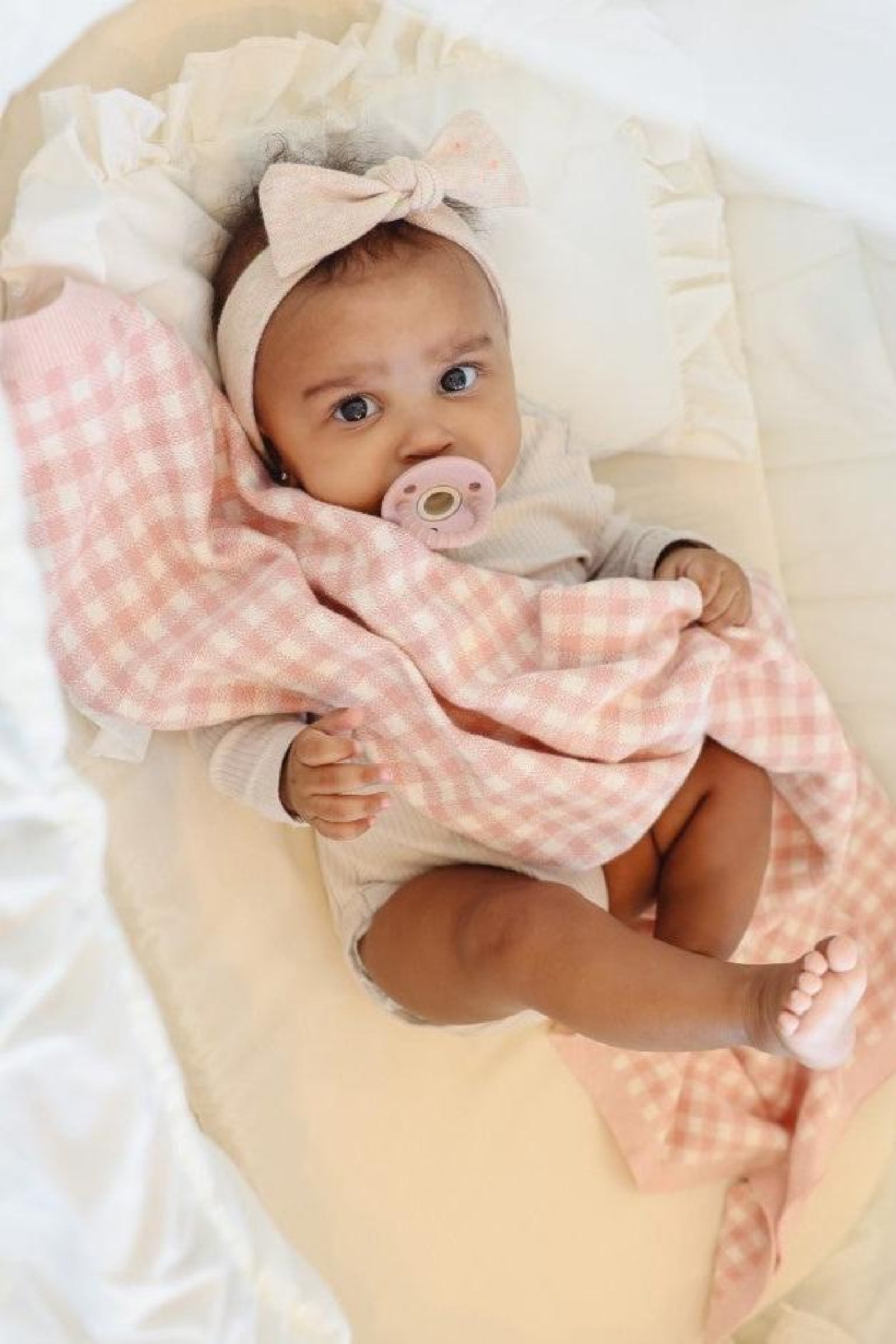 Checkered Knit Luxury Swaddle Blanket, 100% OEKO Tex Pima Cotton