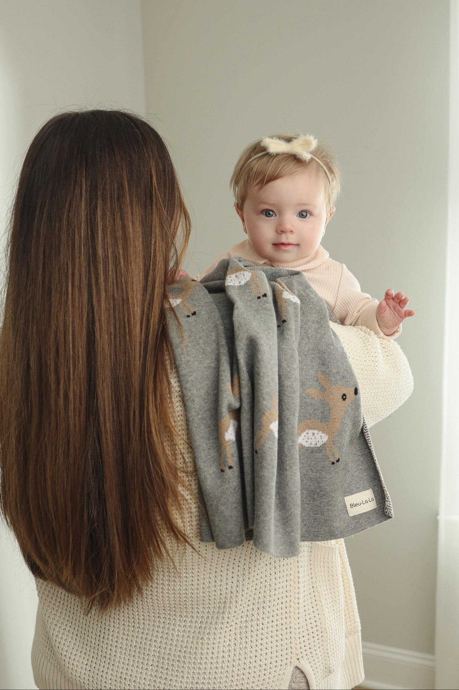 Cotton Deer Knit Luxury Swaddle Blanket, 100% OEKO Tex Pima Cotton