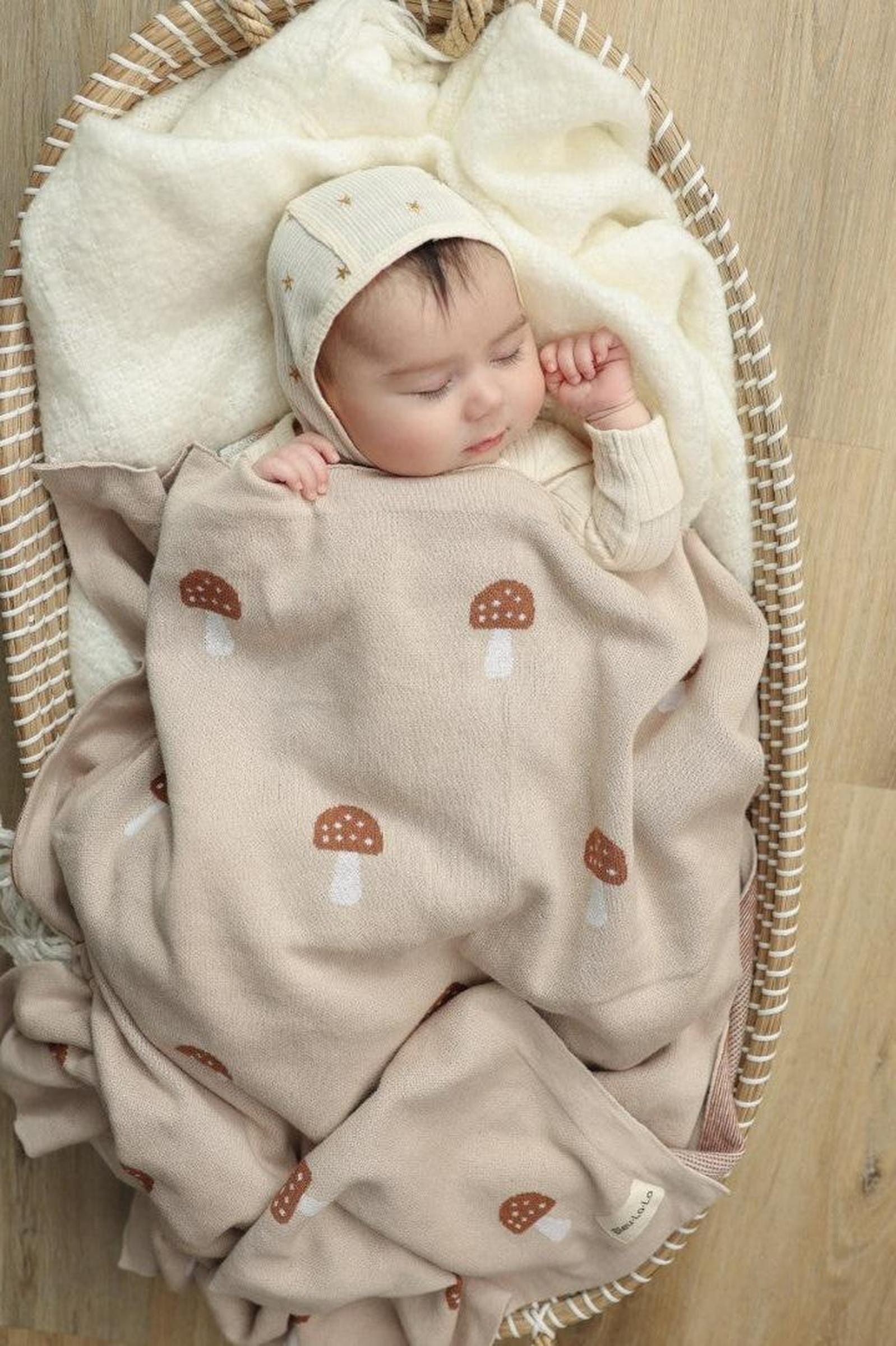 Knit Mushroom Luxury Swaddle Blanket, 100% OEKO Tex Pima Cotton