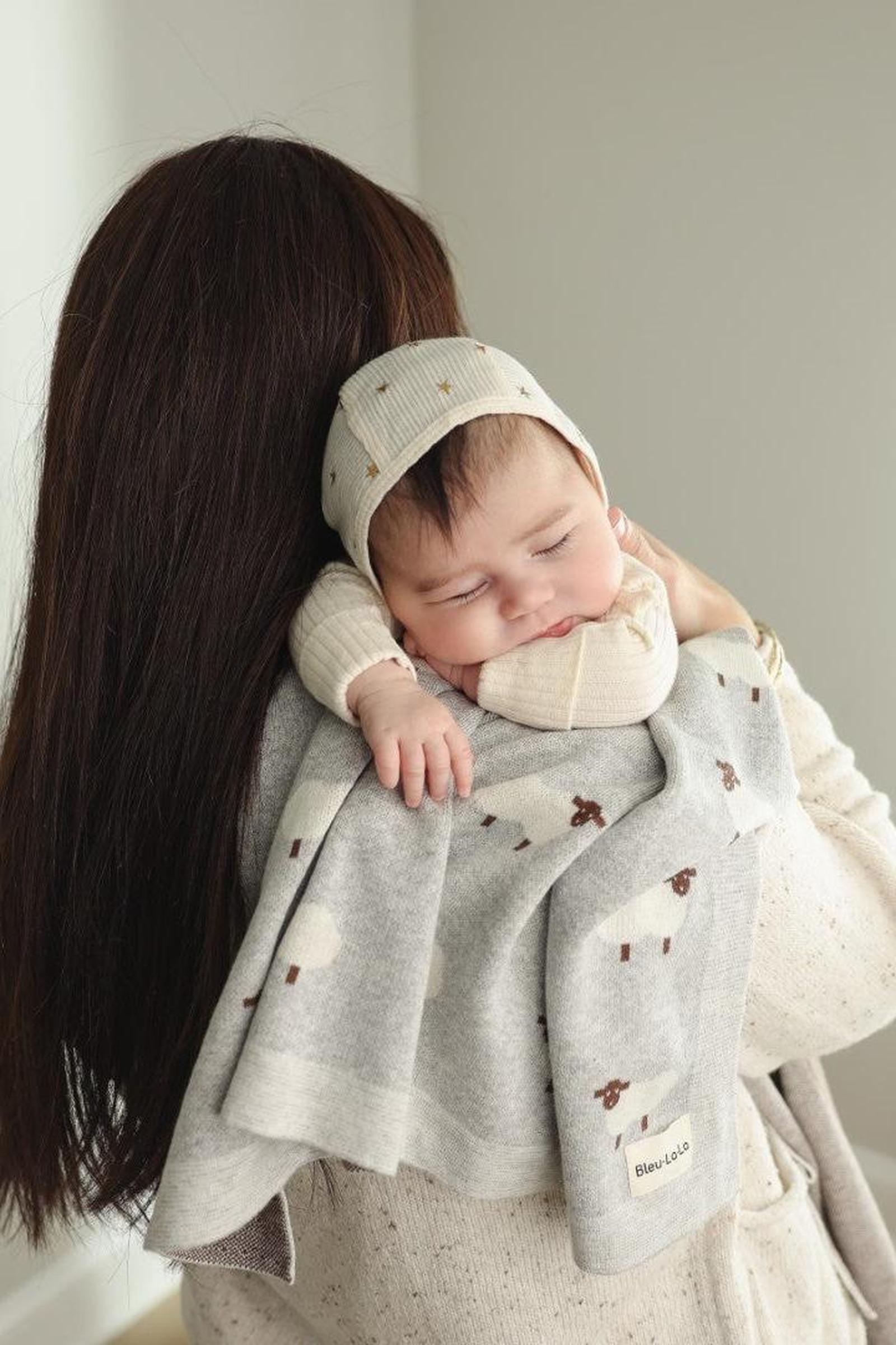 Sheep Knit Luxury Swaddle Blanket, 100% OEKO Tex Pima Cotton