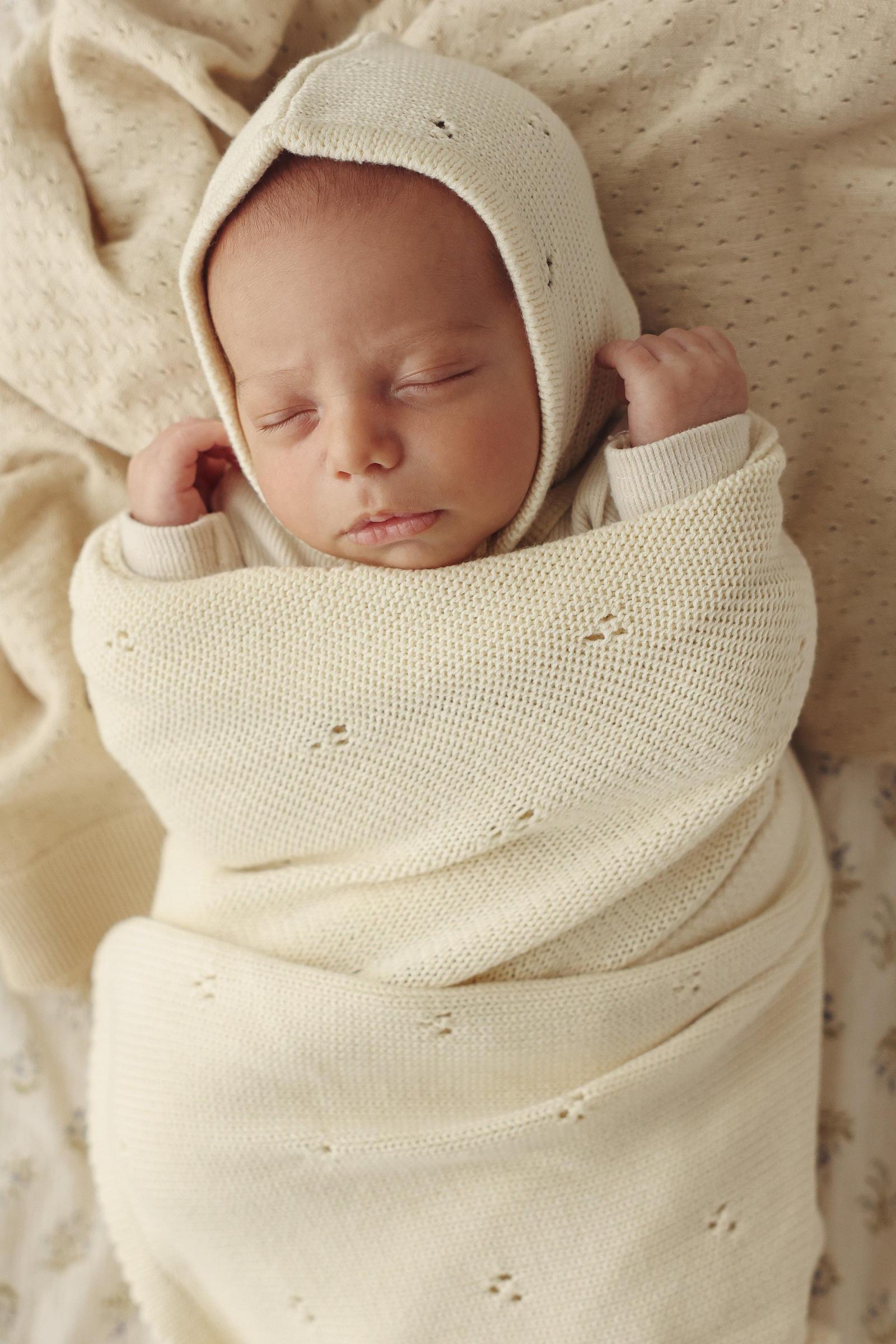 Organic Pointelle Swaddle Blanket + Hat Gift Set