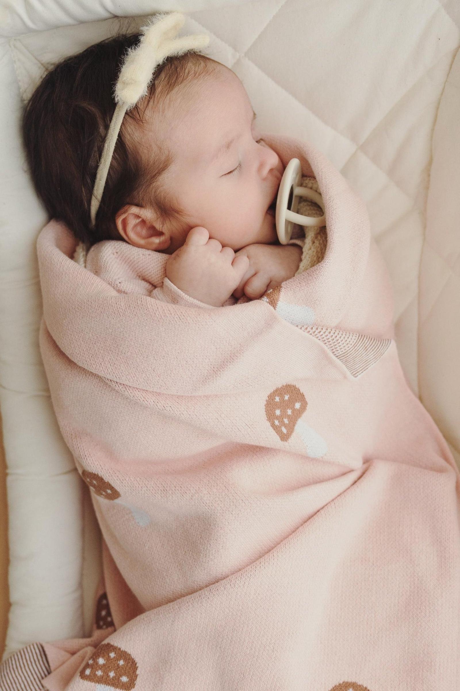 Knit Mushroom Luxury Swaddle Blanket, 100% OEKO Tex Pima Cotton