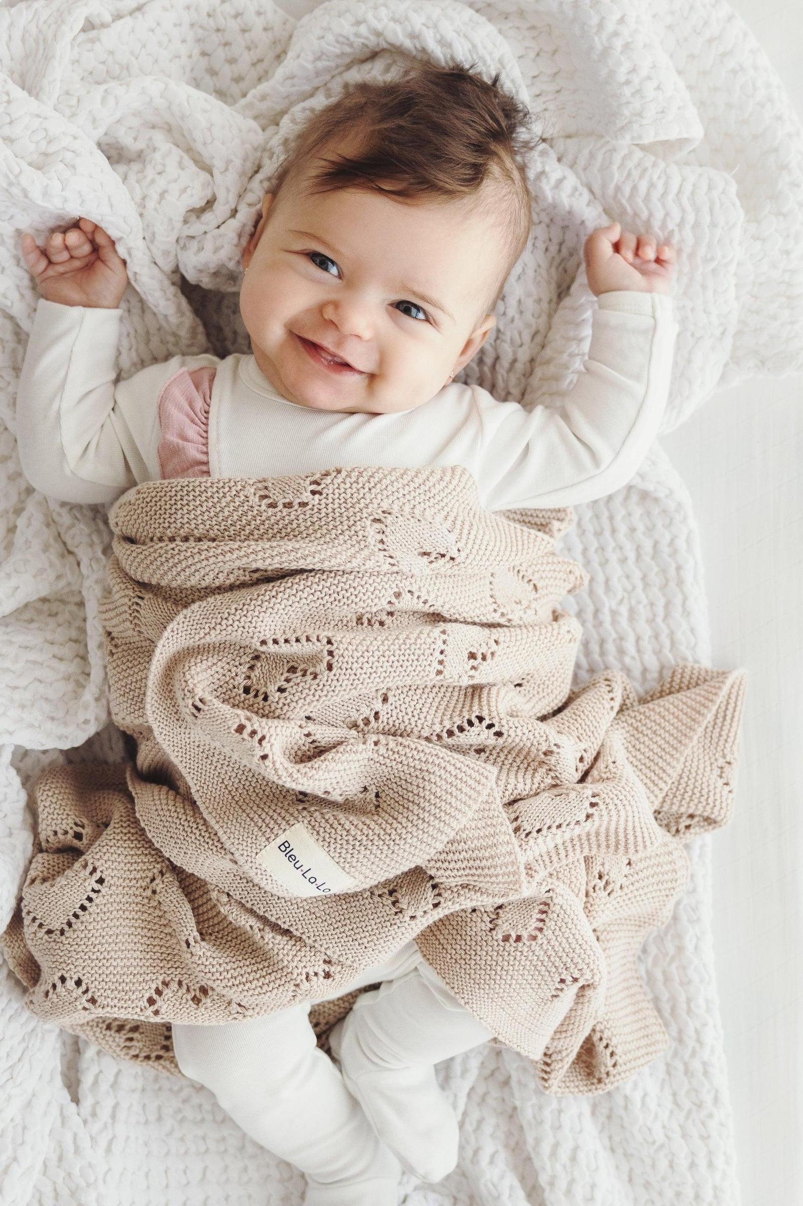 Knit Heart Luxury Swaddle Blanket, 100% OEKO Tex Pima Cotton