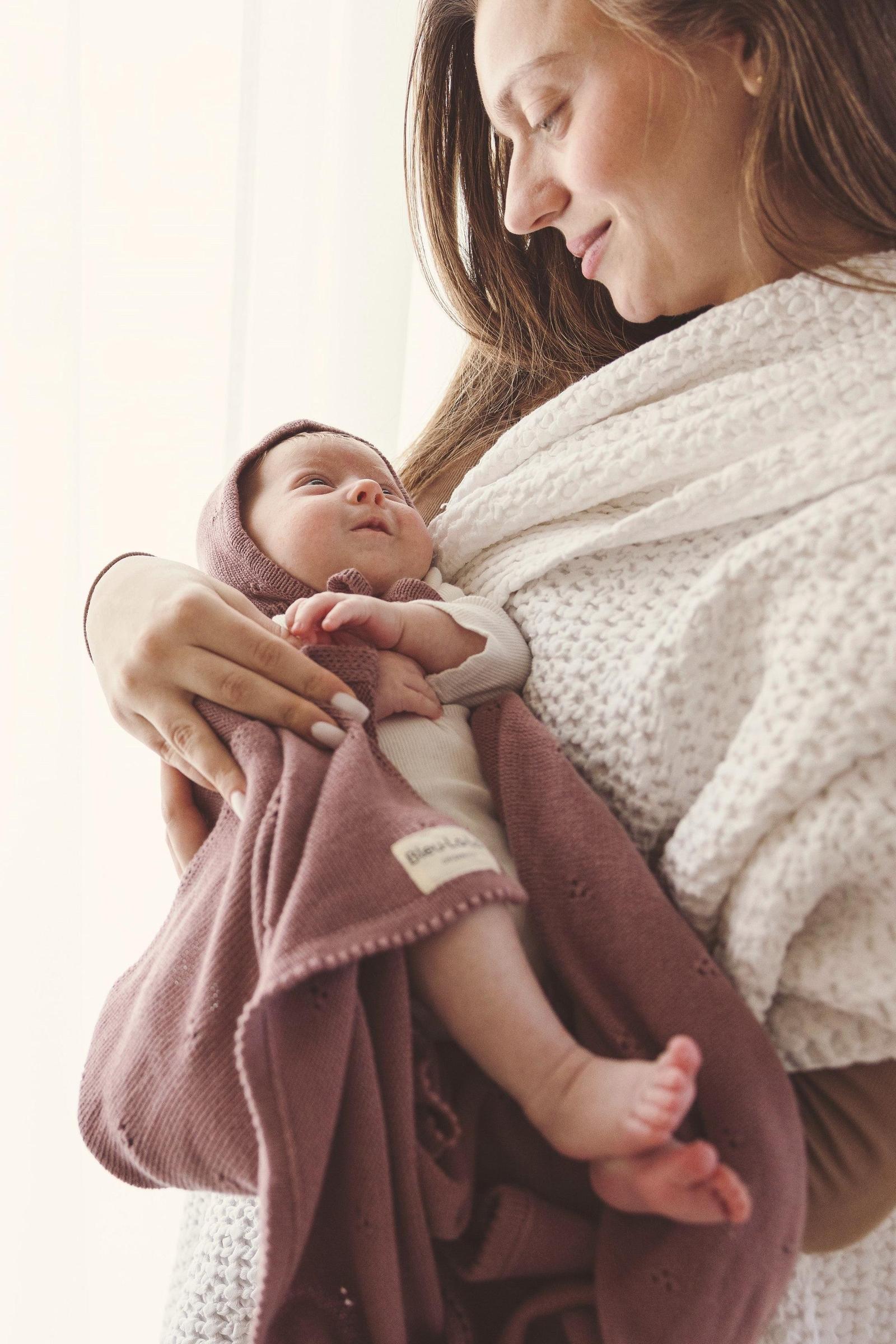 Organic Pointelle Swaddle Blanket + Hat Gift Set