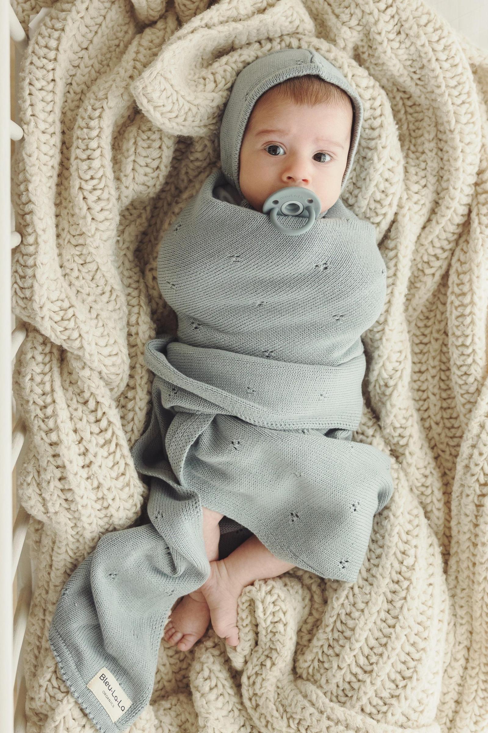 Organic Pointelle Swaddle Blanket + Hat Gift Set