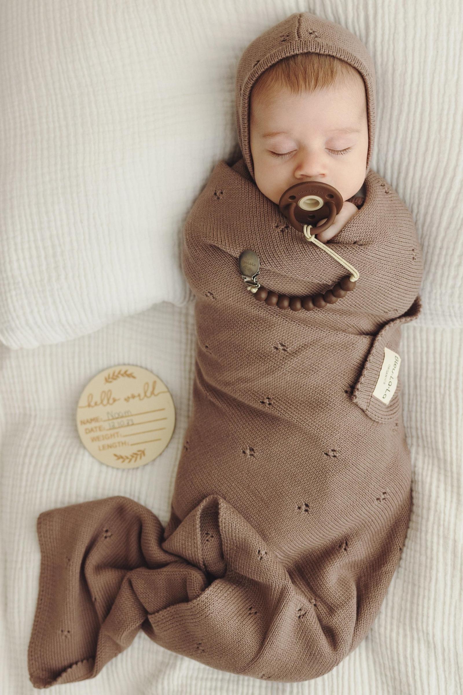 Organic Pointelle Swaddle Blanket + Hat Gift Set