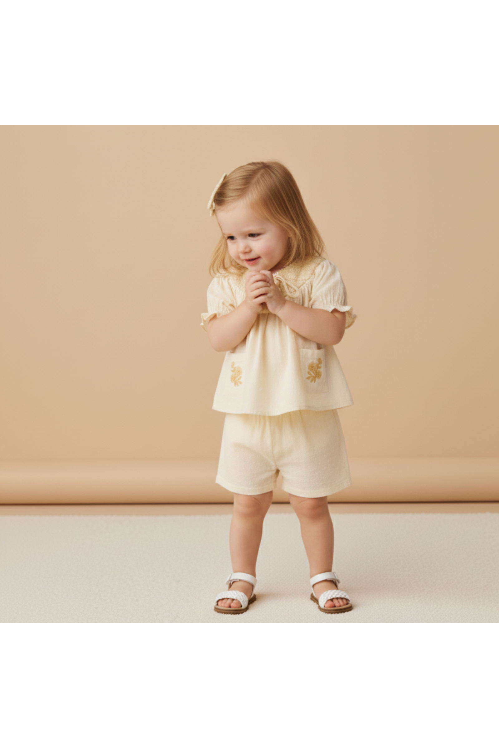 Organic Smocked Top & Shorts Set - Butter Yellow