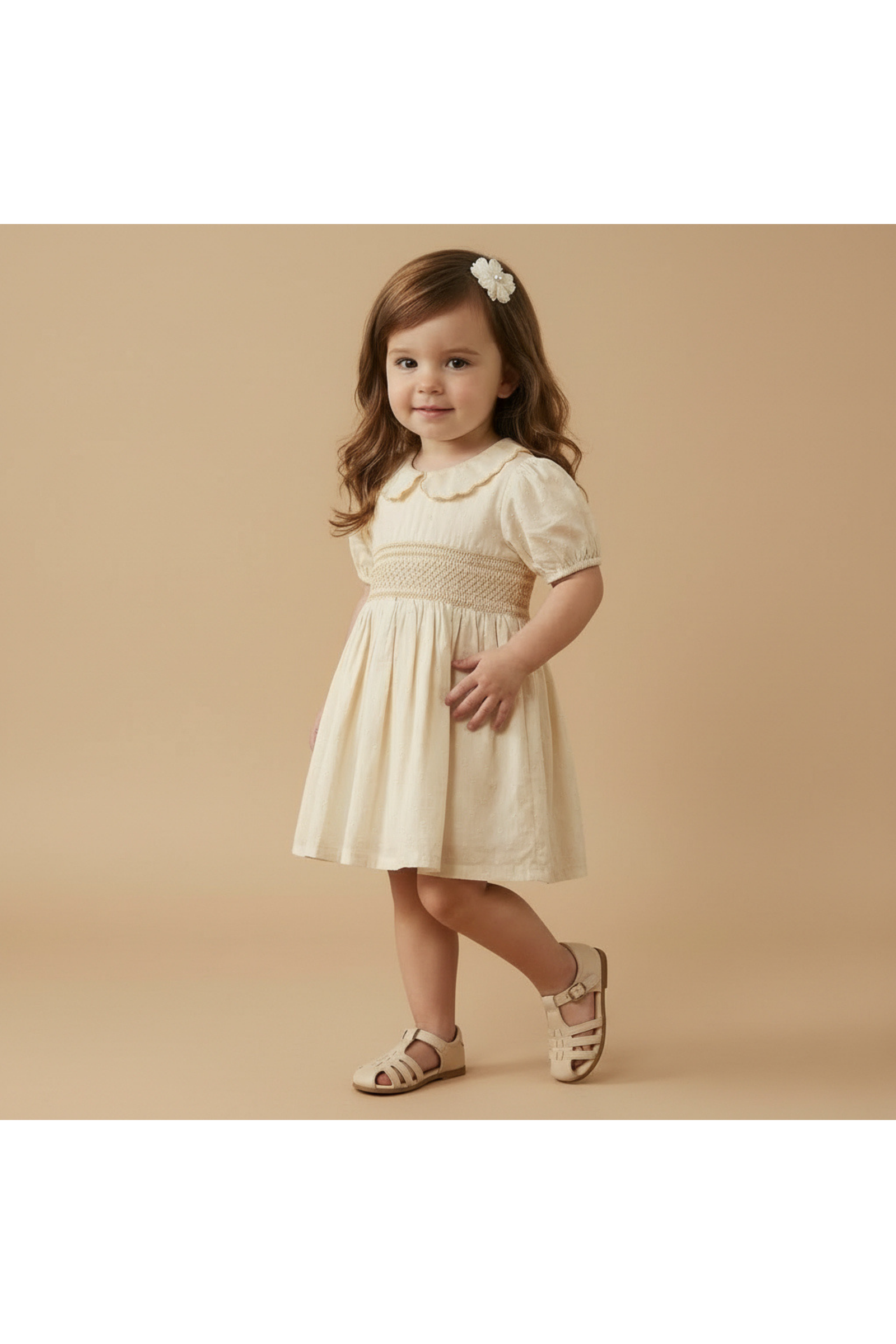 Organic Smocked Collar Dress - Butter Yellow