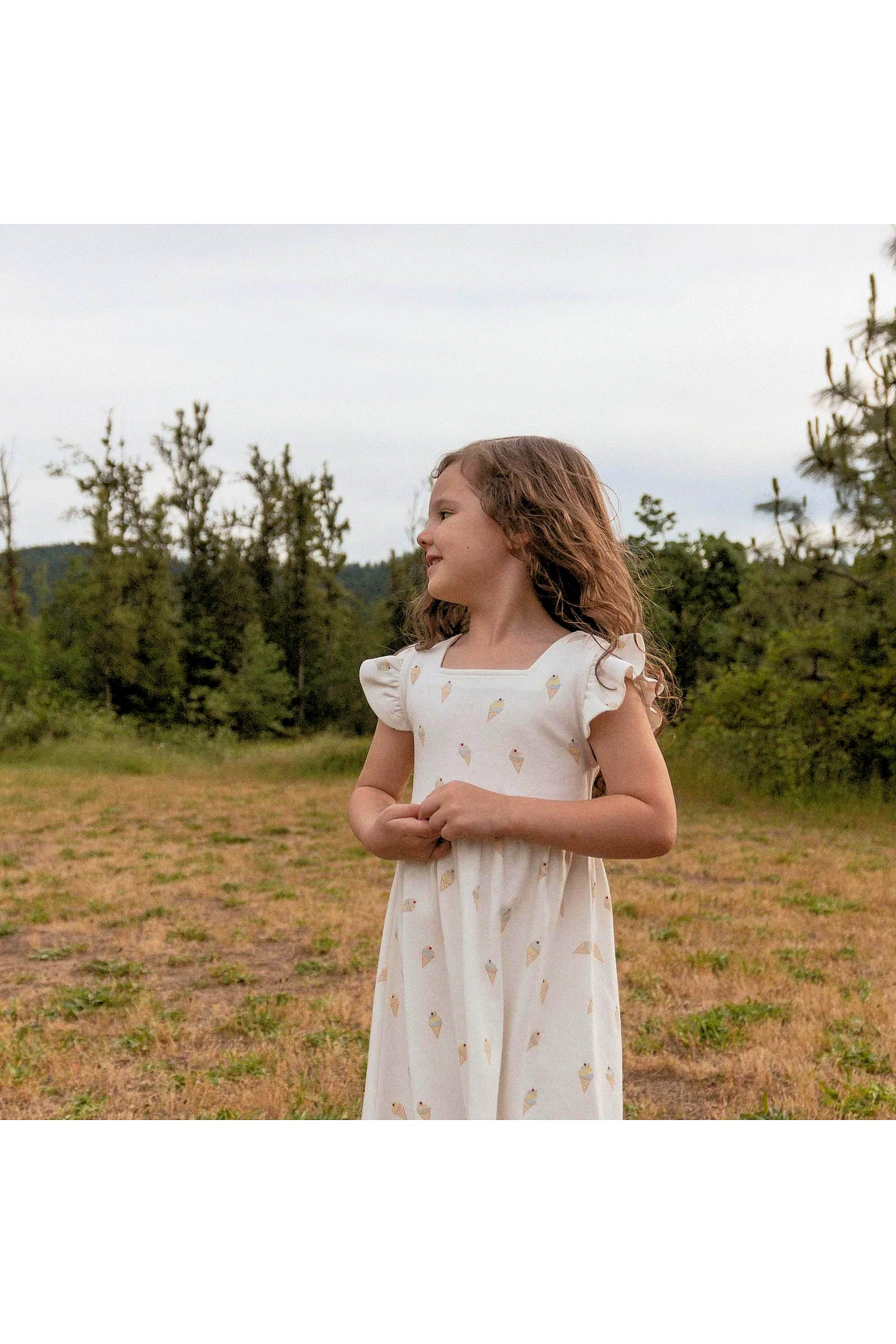 Organic Cutout Back Dress - Ice Cream
