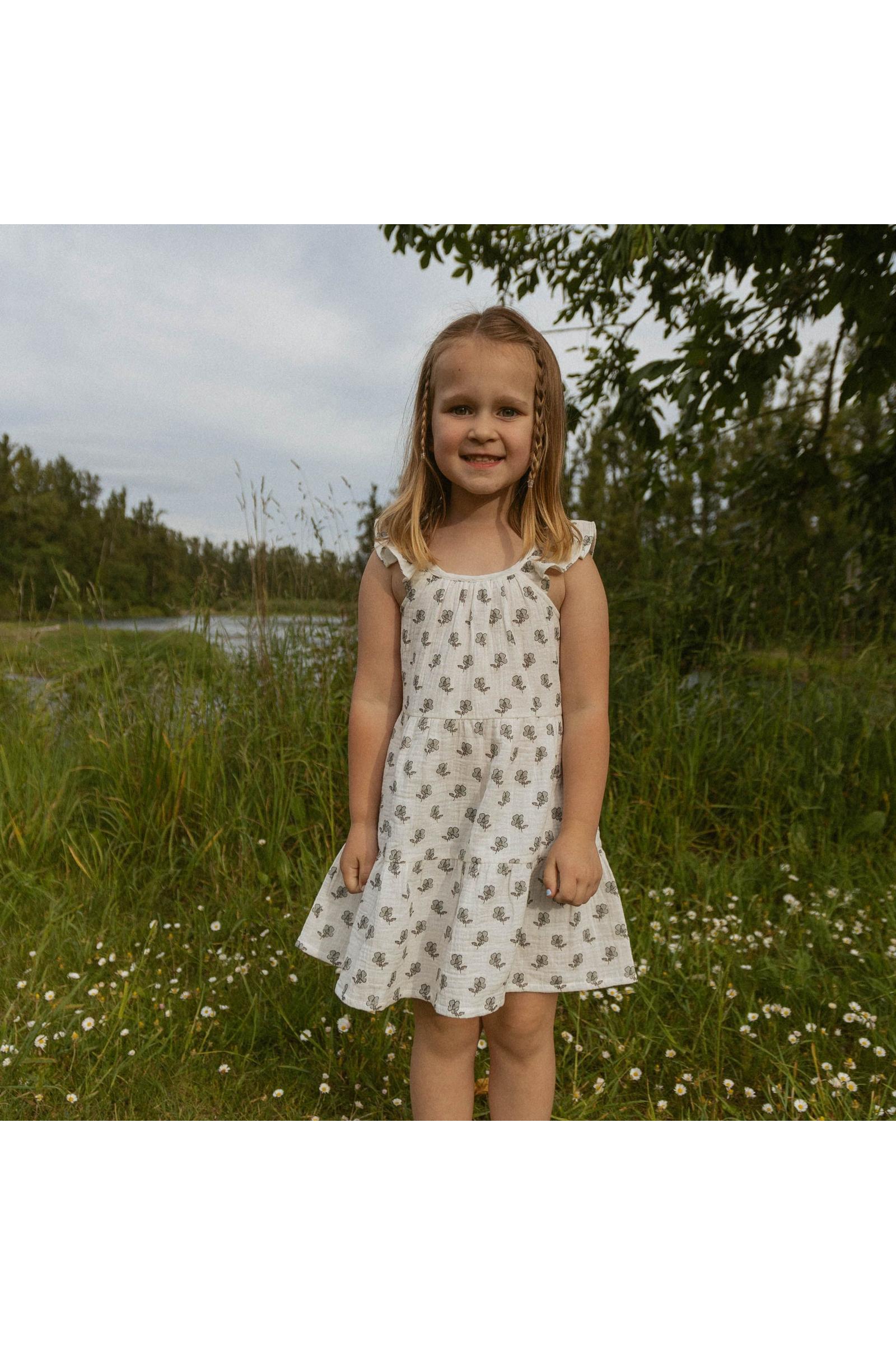 Organic Ruffle Tiered Dress - Poppy