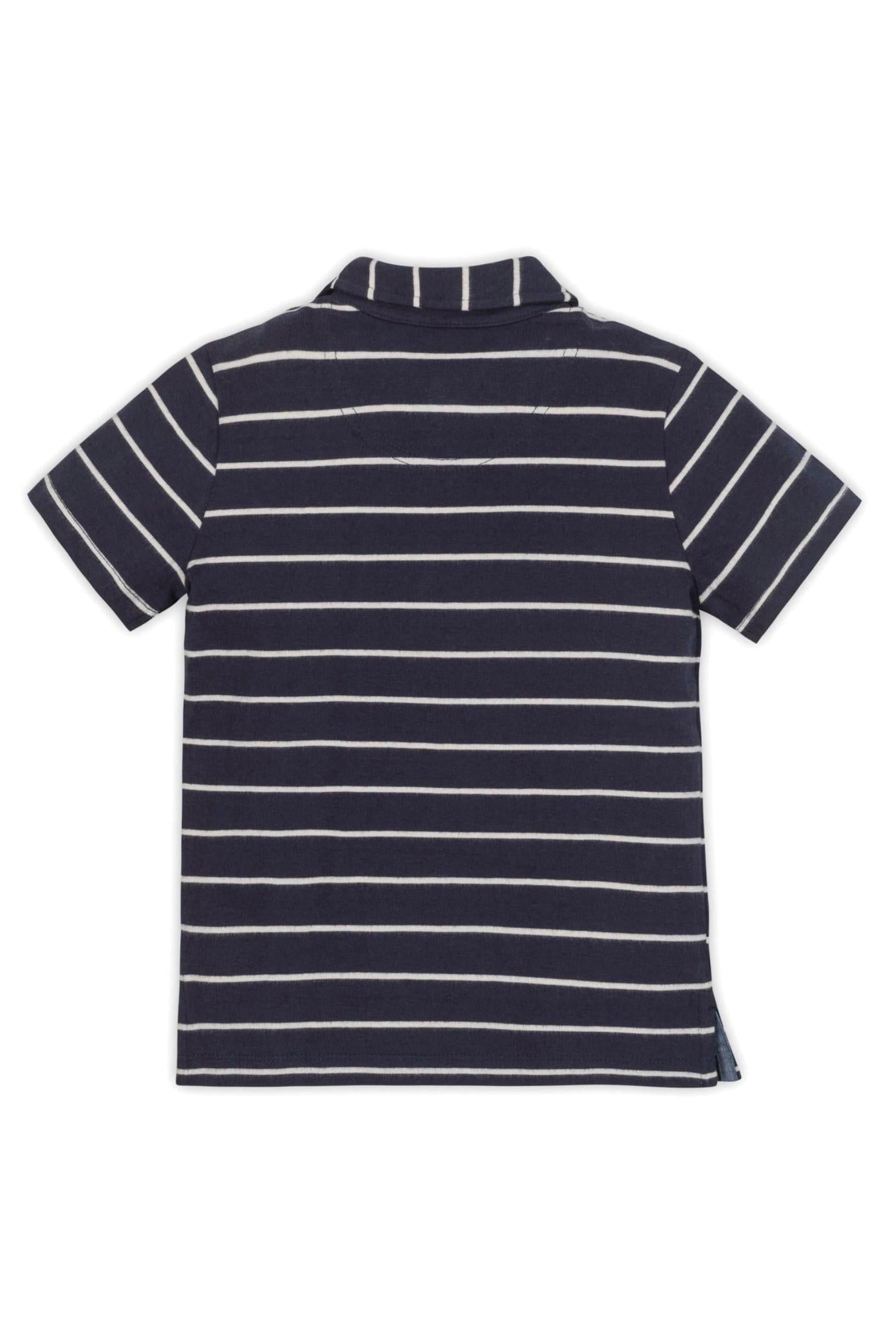 Organic Cotton Jersey Polo Shirt for Boys, Navy Blue & Stripe, Toddler & Kids