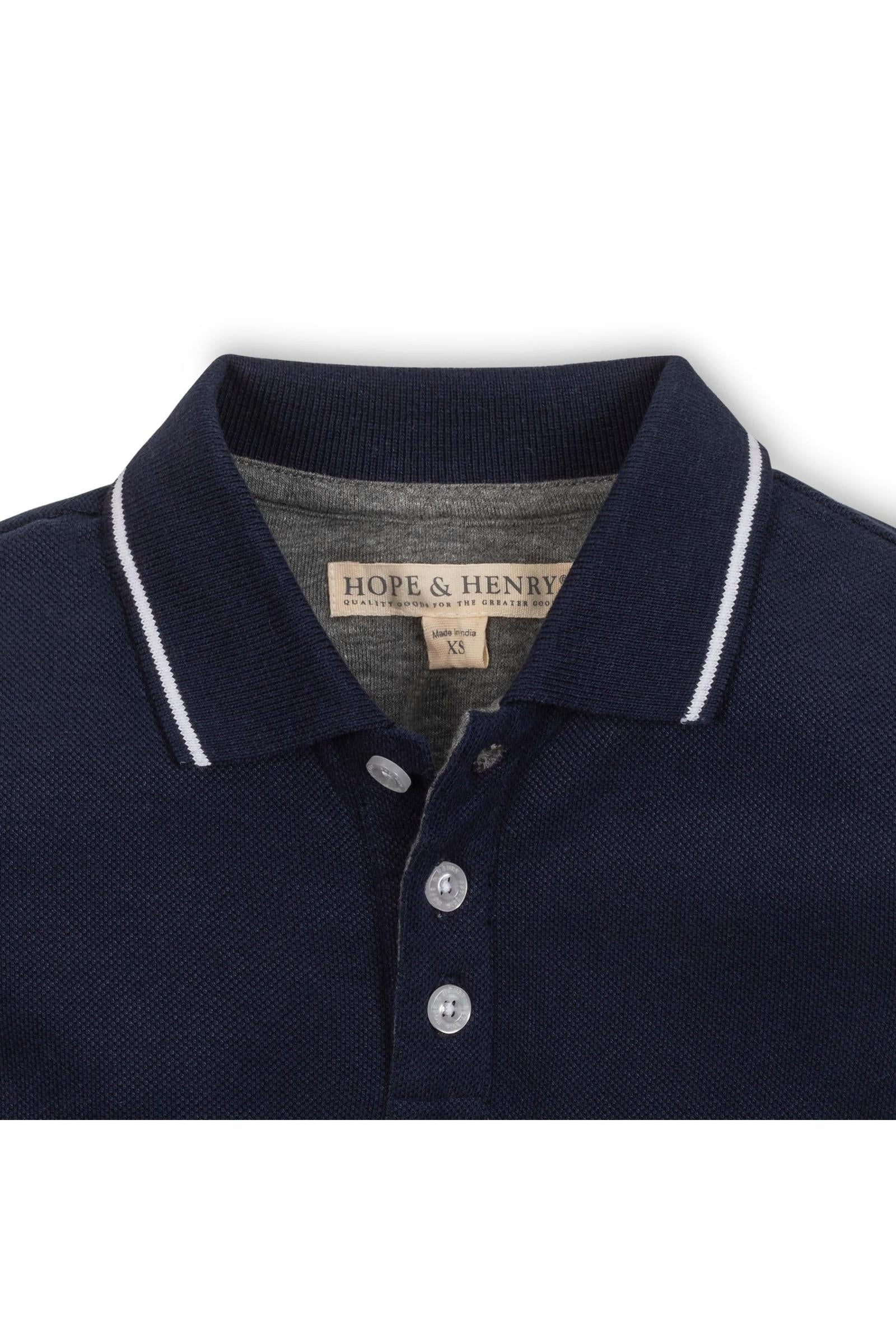 Organic Cotton Colorblock Jersey Polo for Boys, Navy & Gray, Sizes 2T-14