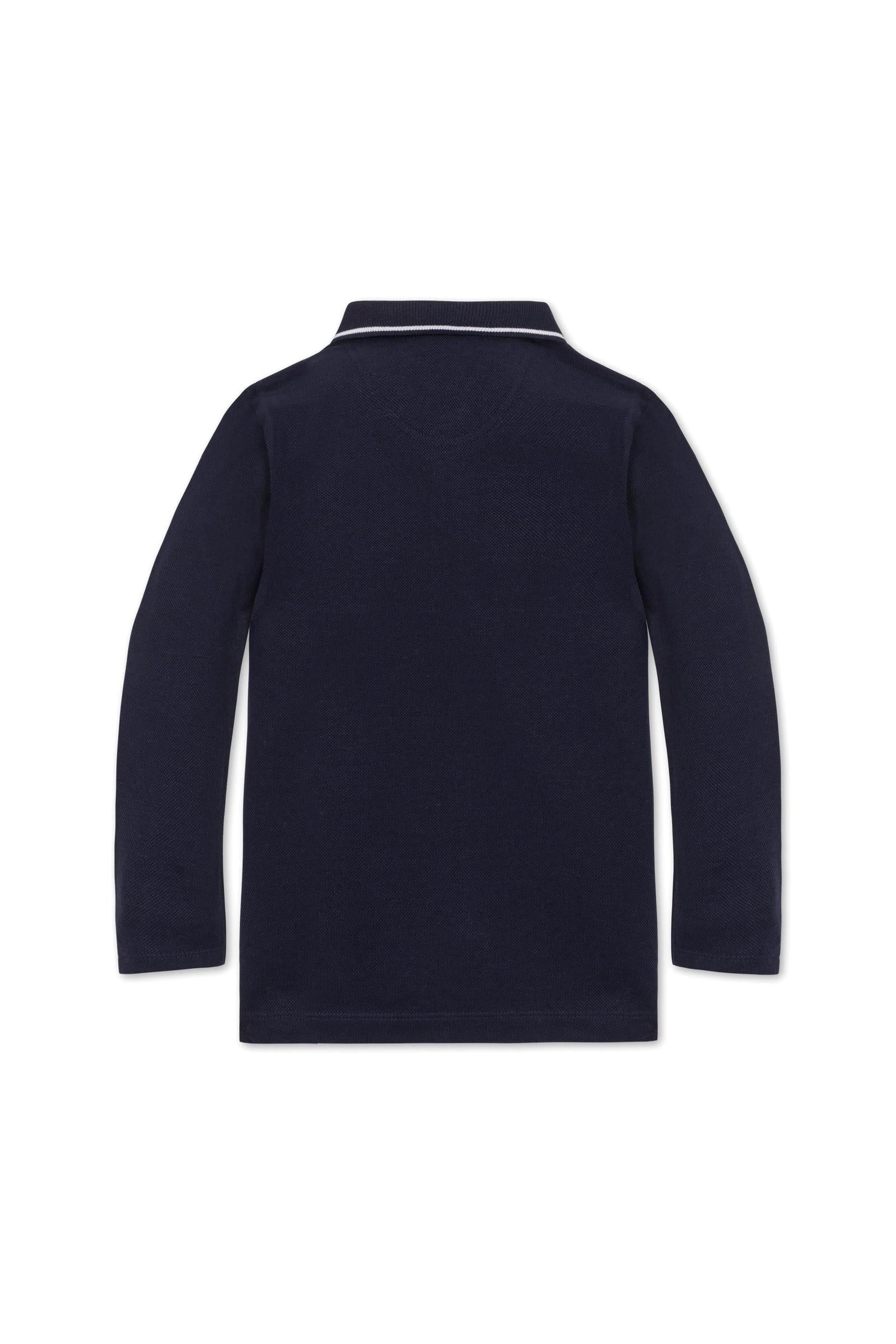 Organic Cotton Colorblock Jersey Polo for Boys, Navy & Gray, Sizes 2T-14