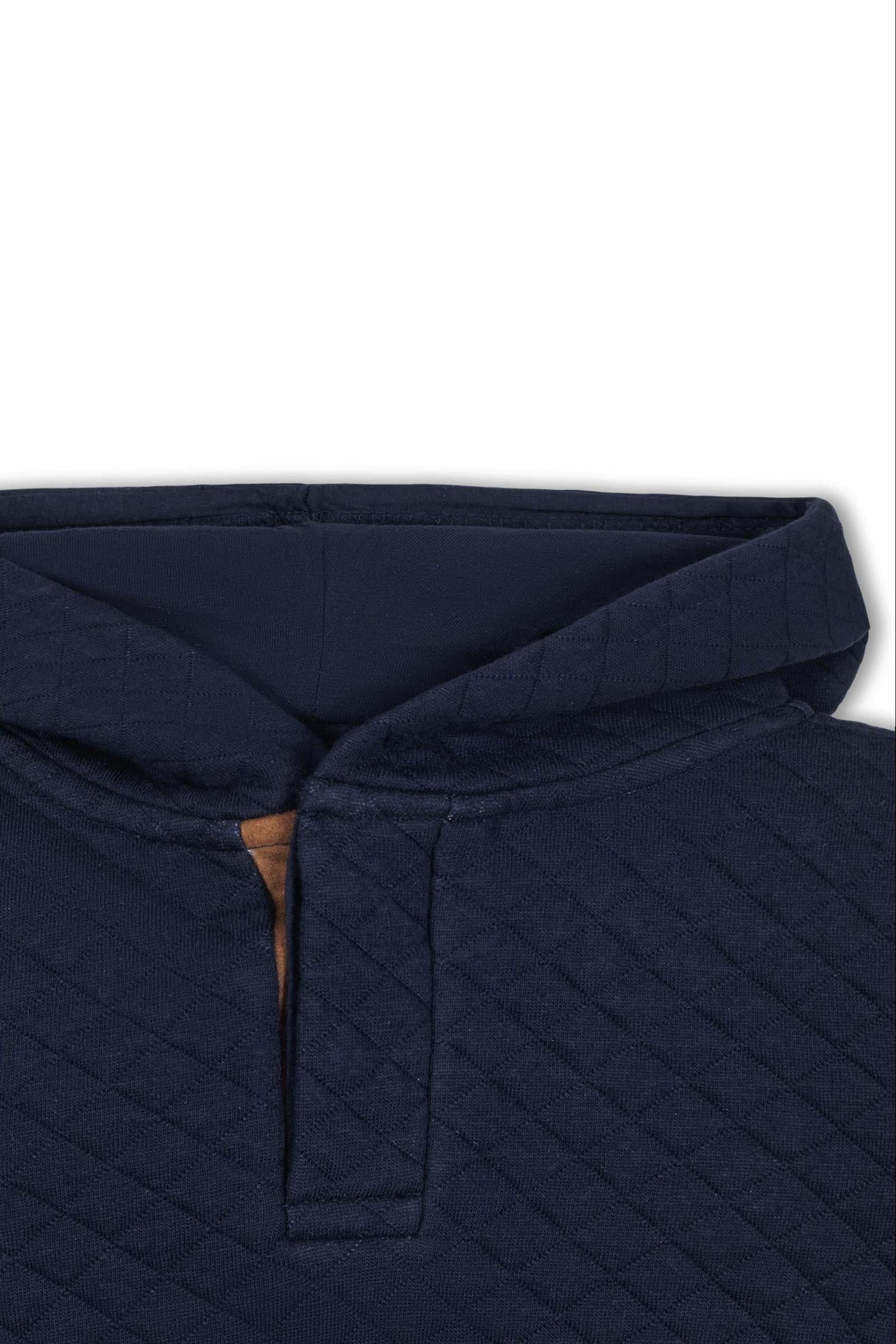 Organic Cotton Quilted Hooded Sweatshirt for Boys, Navy, Sizes 2-16