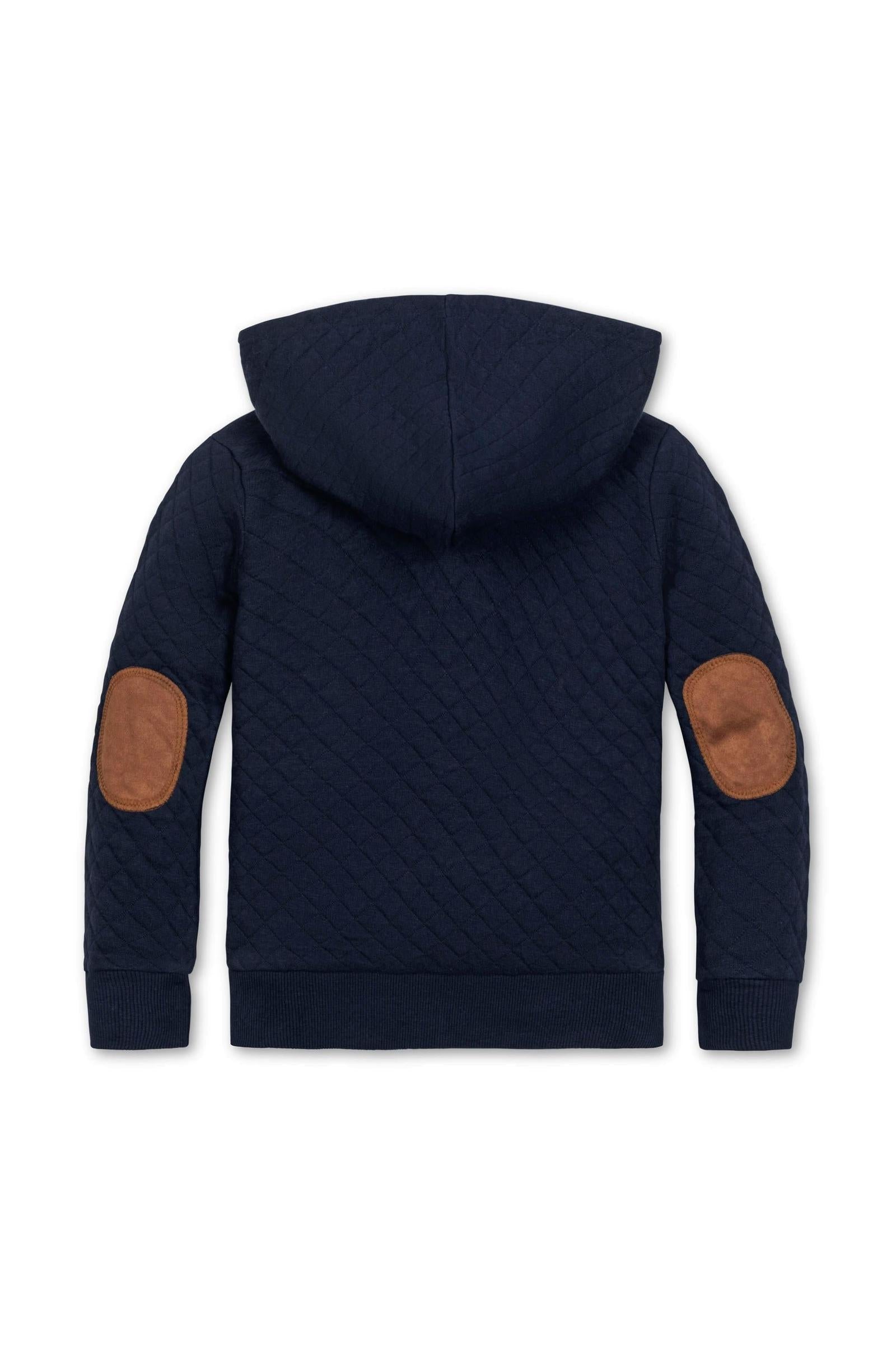 Organic Cotton Quilted Hooded Sweatshirt for Boys, Navy, Sizes 2-16