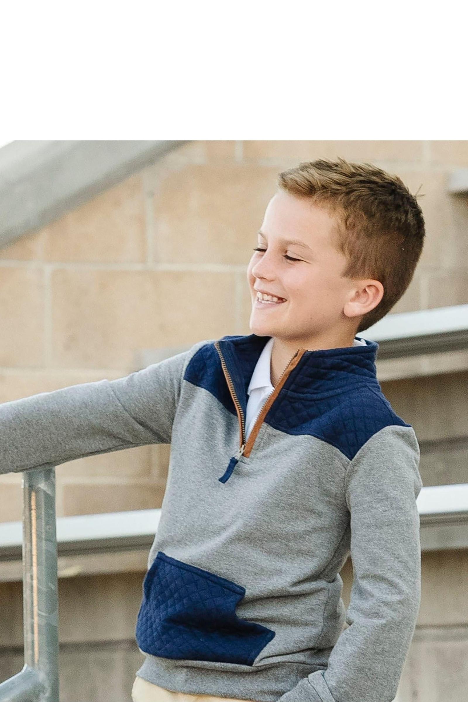 Organic Cotton French Terry Half-Zip Sweater/Pullover