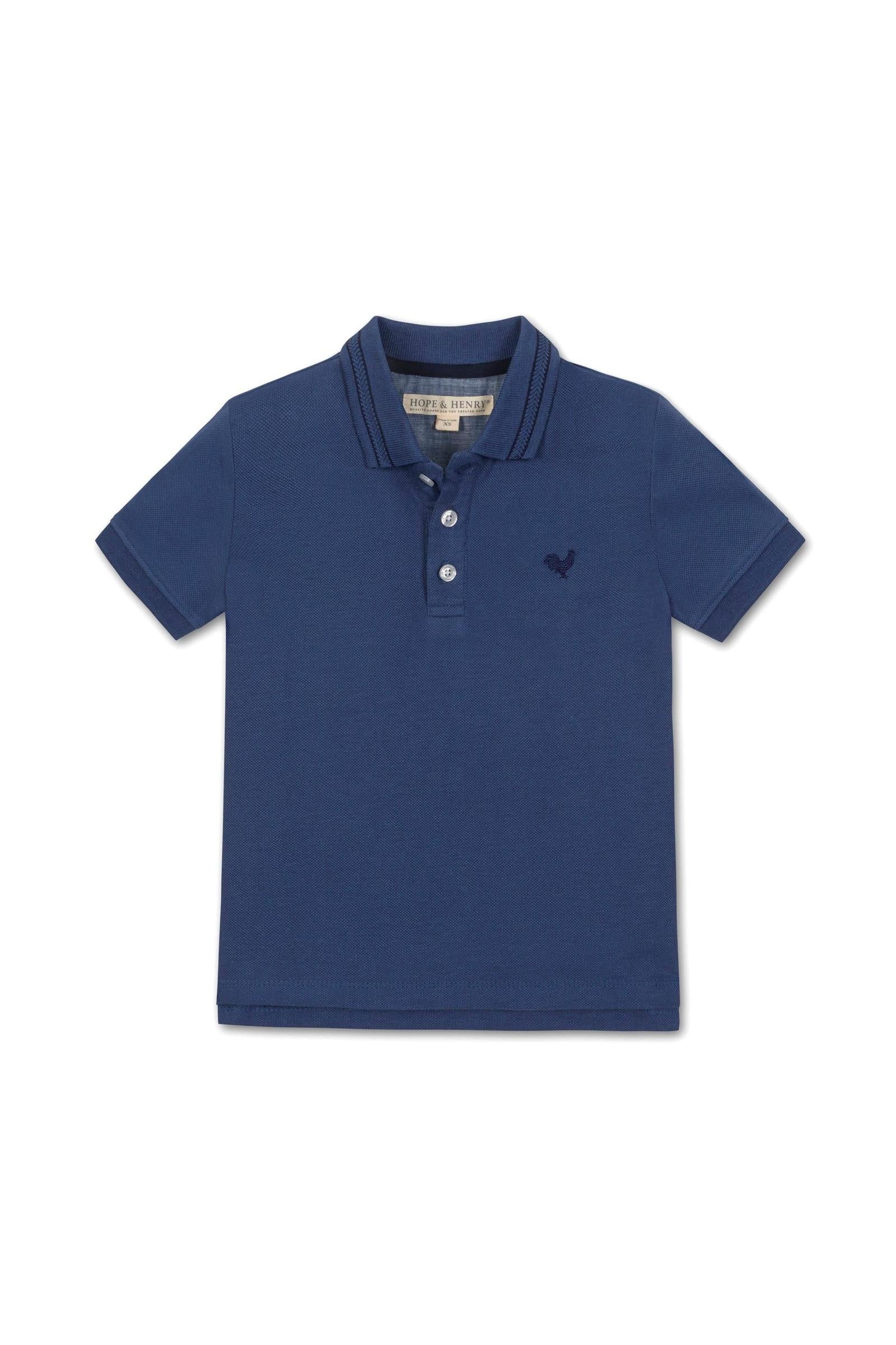 Organic Cotton Piqué Polo Shirt for Boys, Dark Blue Solid, 2–16