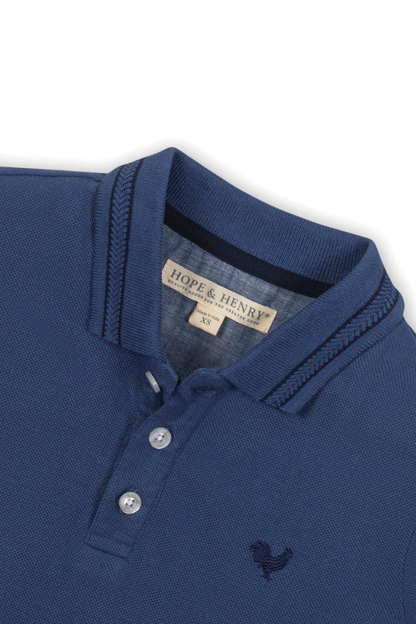 Organic Cotton Piqué Polo Shirt for Boys, Dark Blue Solid, 2–16