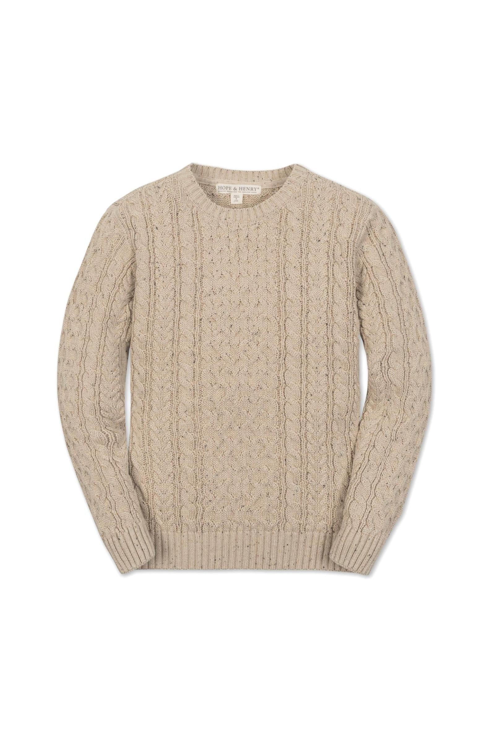 Organic Cotton Fisherman Sweater, Natural Fleck, Sizes 5-20, Family Matching Outfits