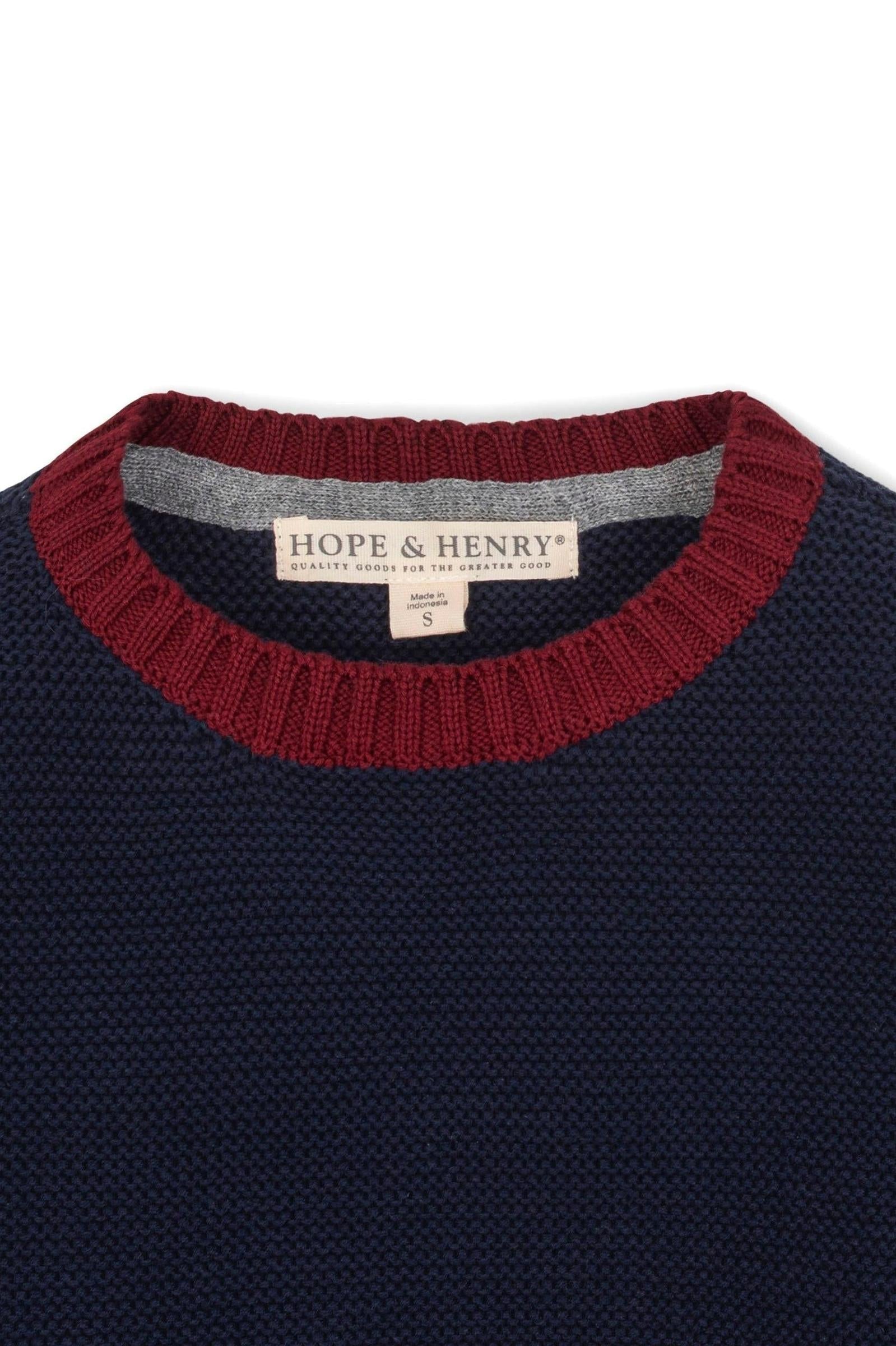 Organic Cotton Crewneck Sweater, Navy & Gray, Toddler - Teen