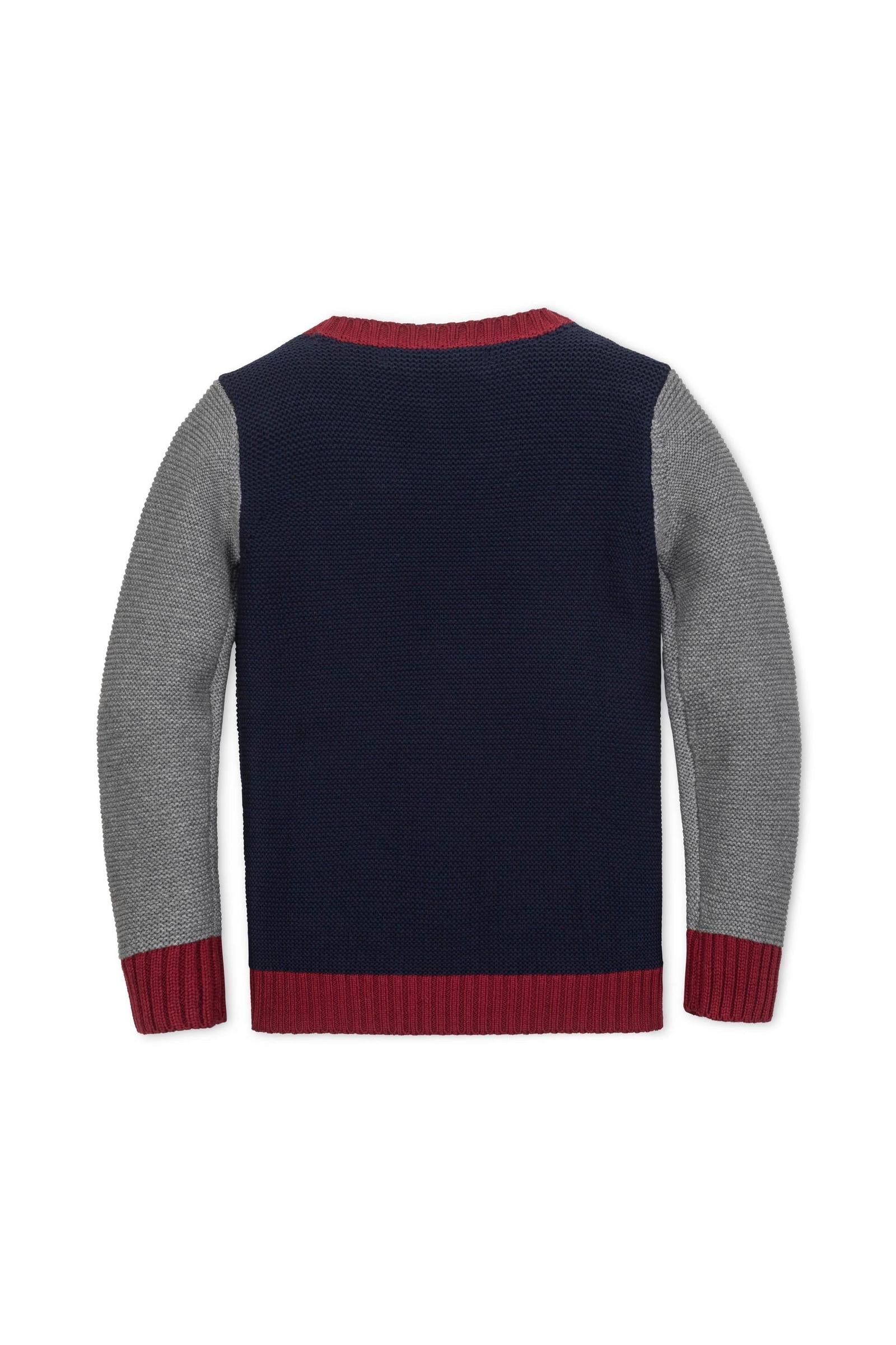 Organic Cotton Crewneck Sweater, Navy & Gray, Toddler - Teen