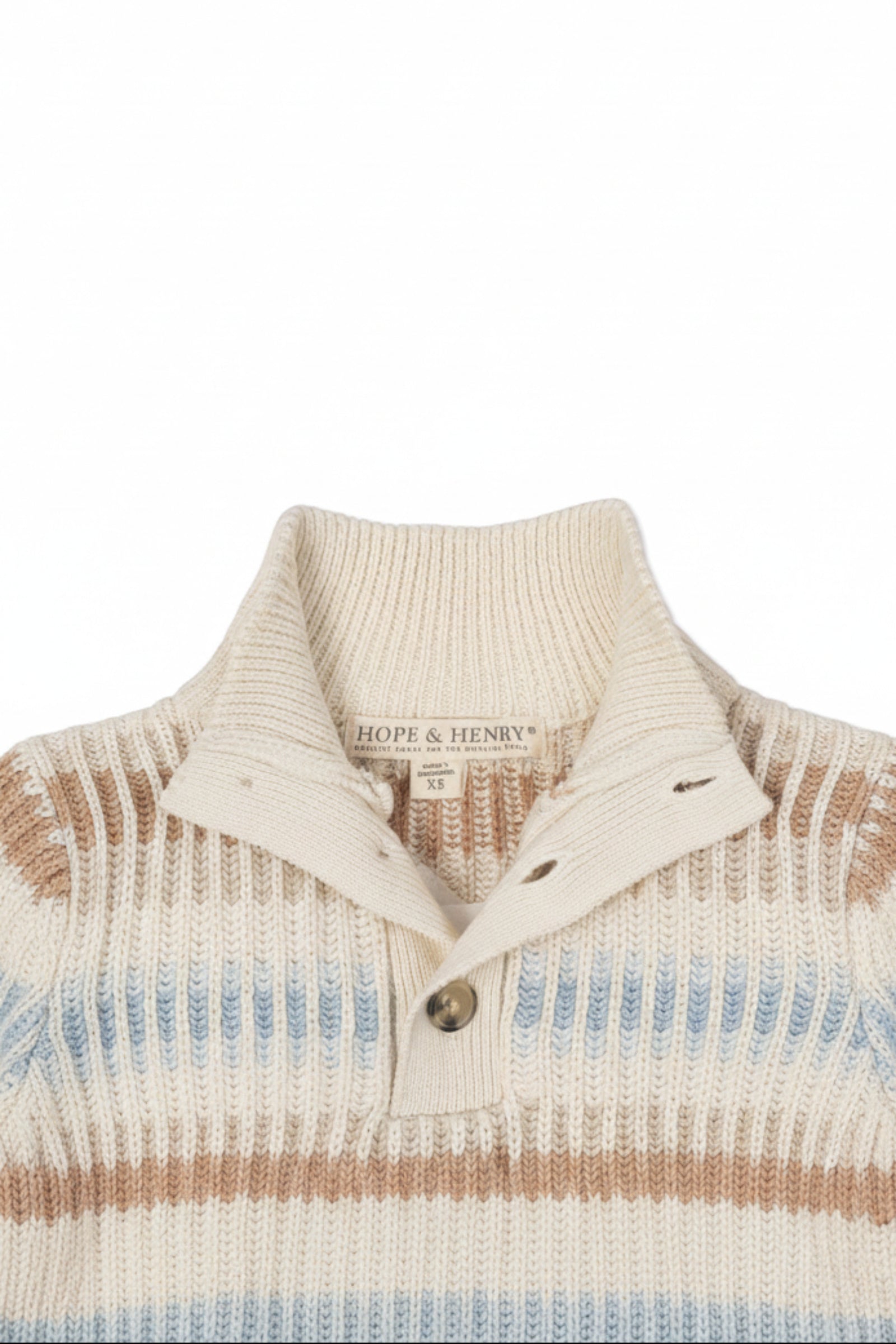 Organic Cotton Mock Neck Sweater For Boys, Cream Ombre Winter Stripe, Toddler & Kids