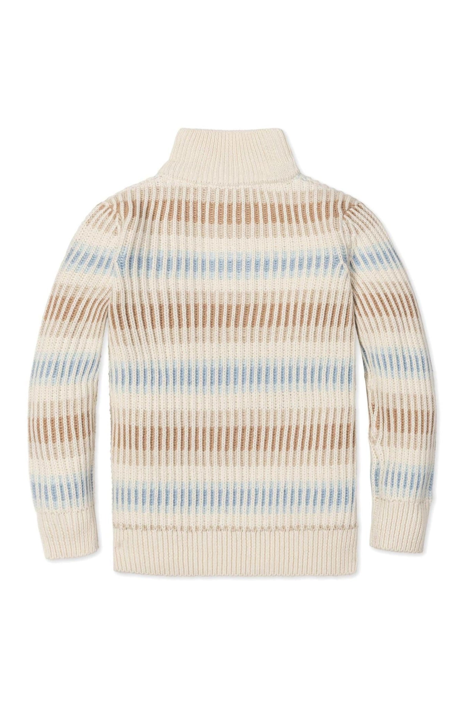 Organic Cotton Mock Neck Sweater For Boys, Cream Ombre Winter Stripe, Toddler & Kids