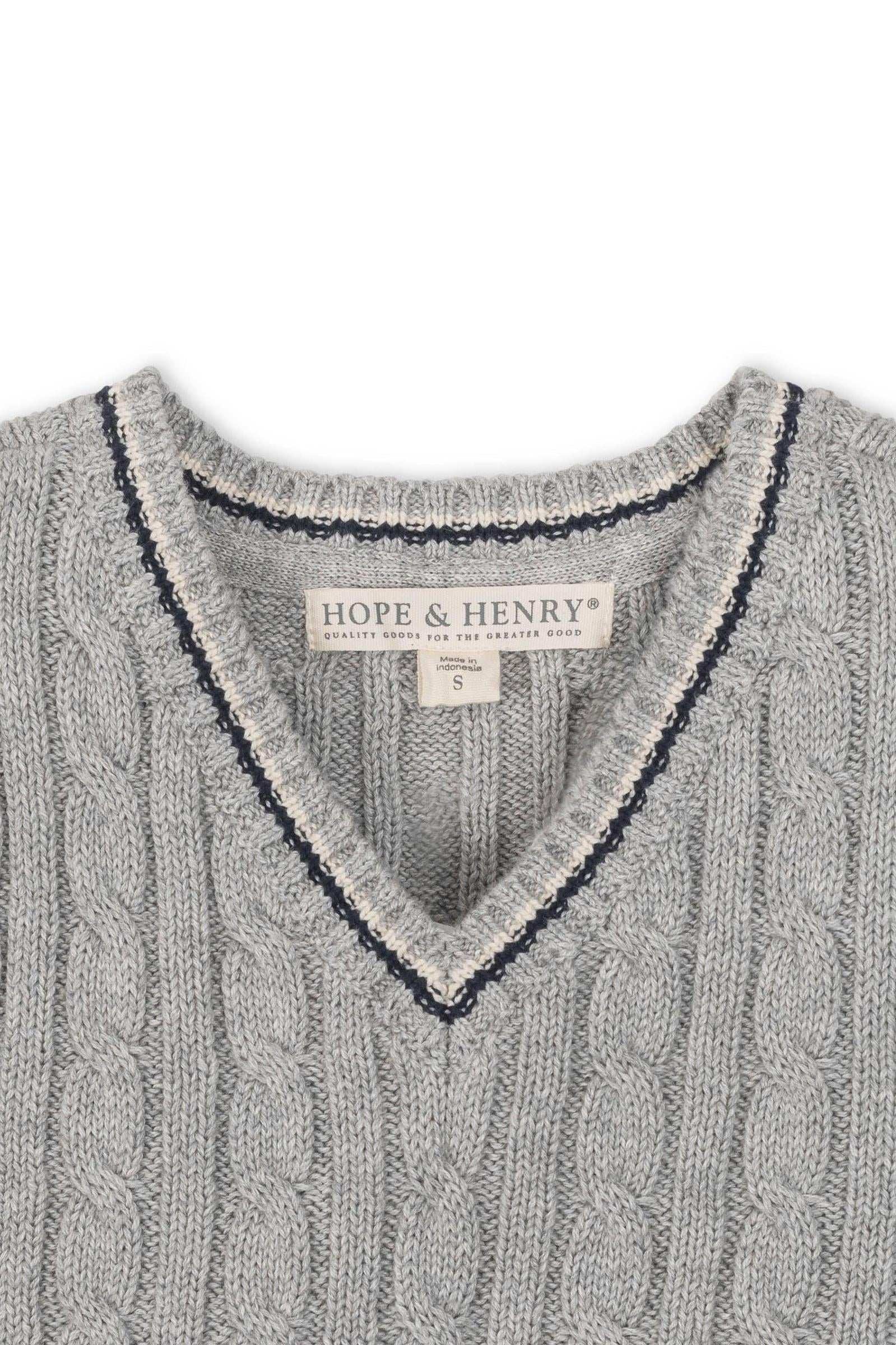 Organic Cotton Cable Sweater Vest for Boys, Gray, Sizes 2T-14