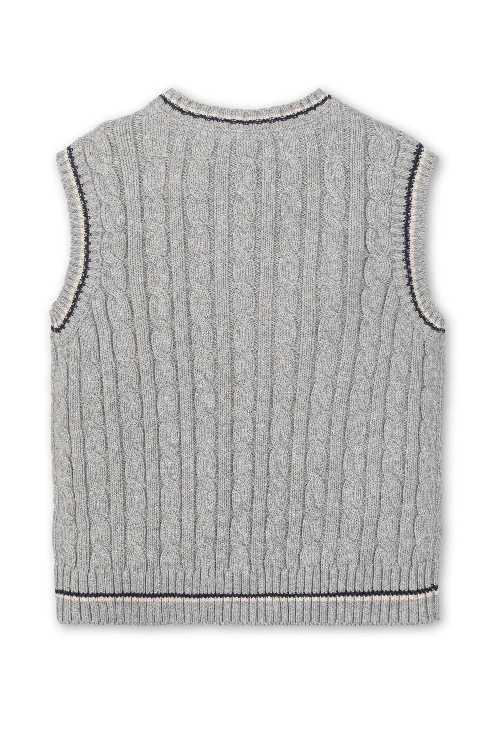 Organic Cotton Cable Sweater Vest for Boys, Gray, Sizes 2T-14