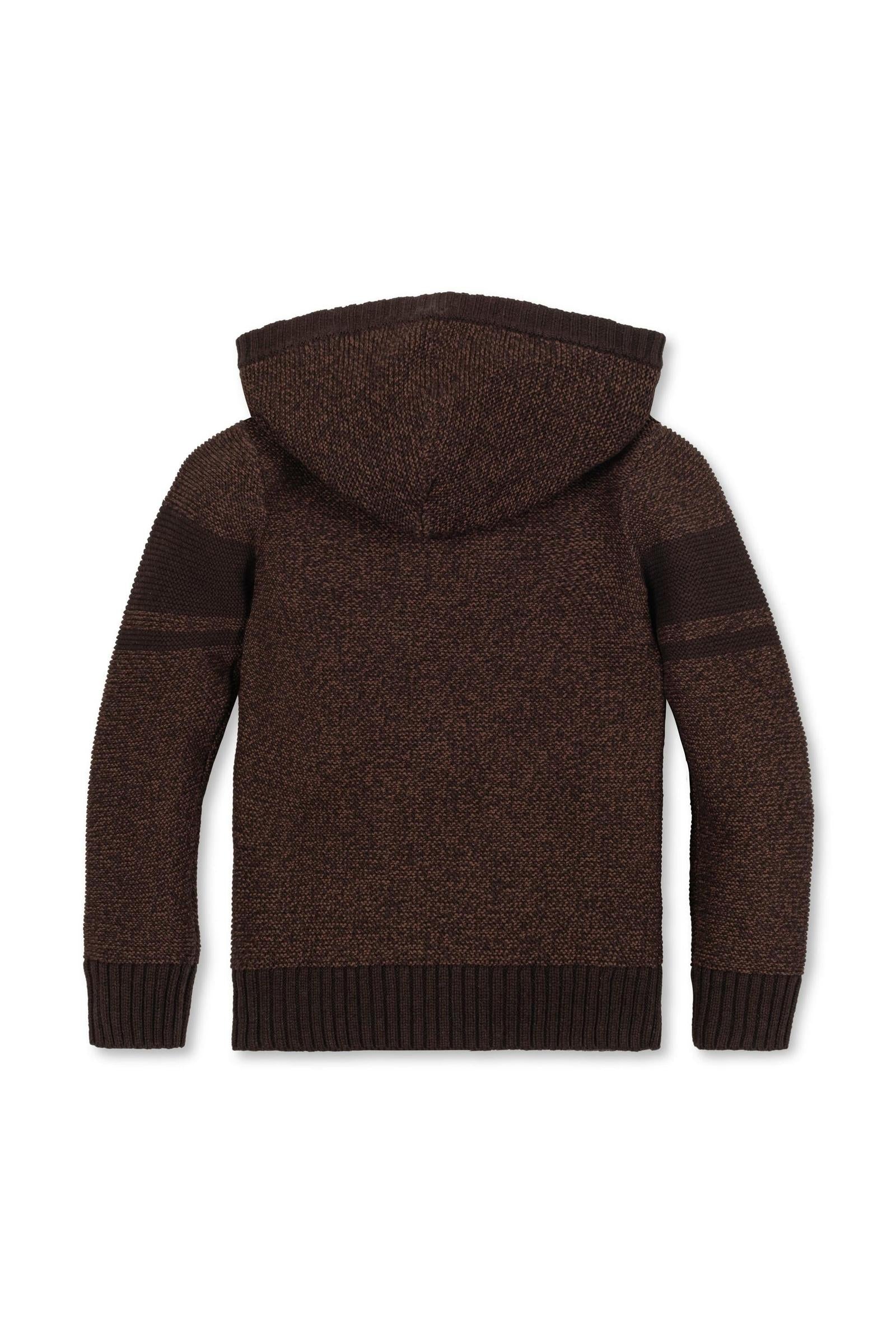 Organic Cotton Chocolate Hooded Henley Sweater for Boys, Sizes 2-16