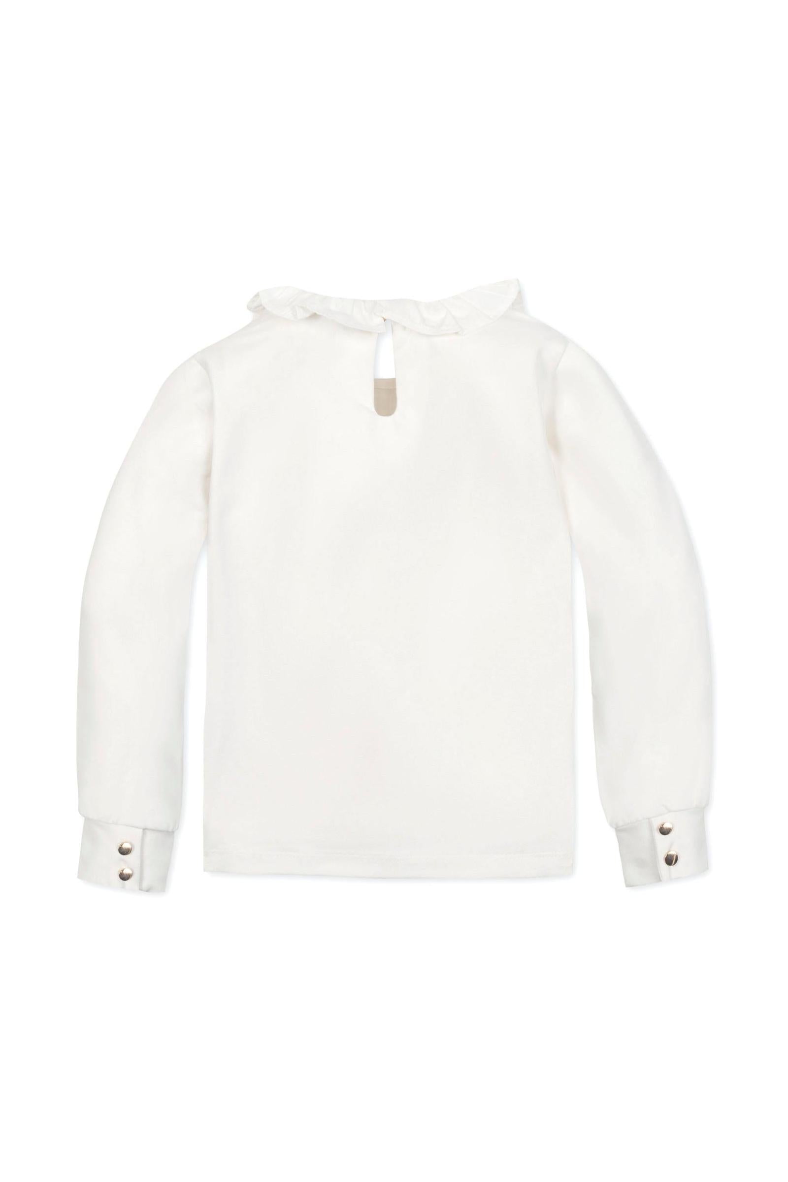 Organic Cotton Ruffle Collar Knit Top for Girls, White, Toddler & Kids