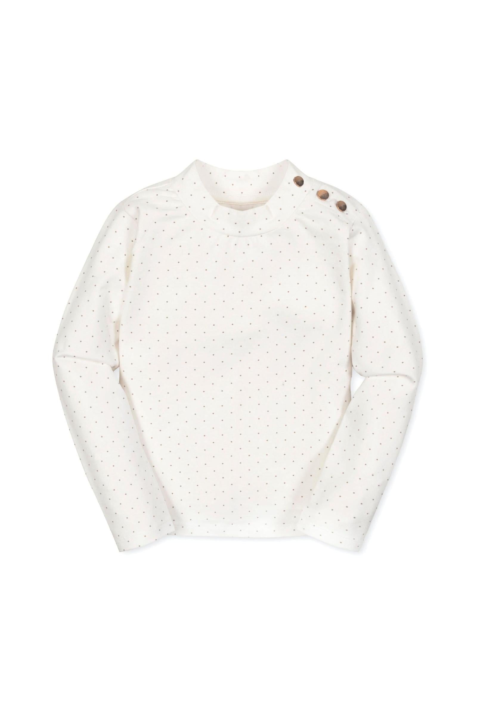 Organic Cotton Mock Neck Knit Top for Girls, Soft White, Toddler & Kids