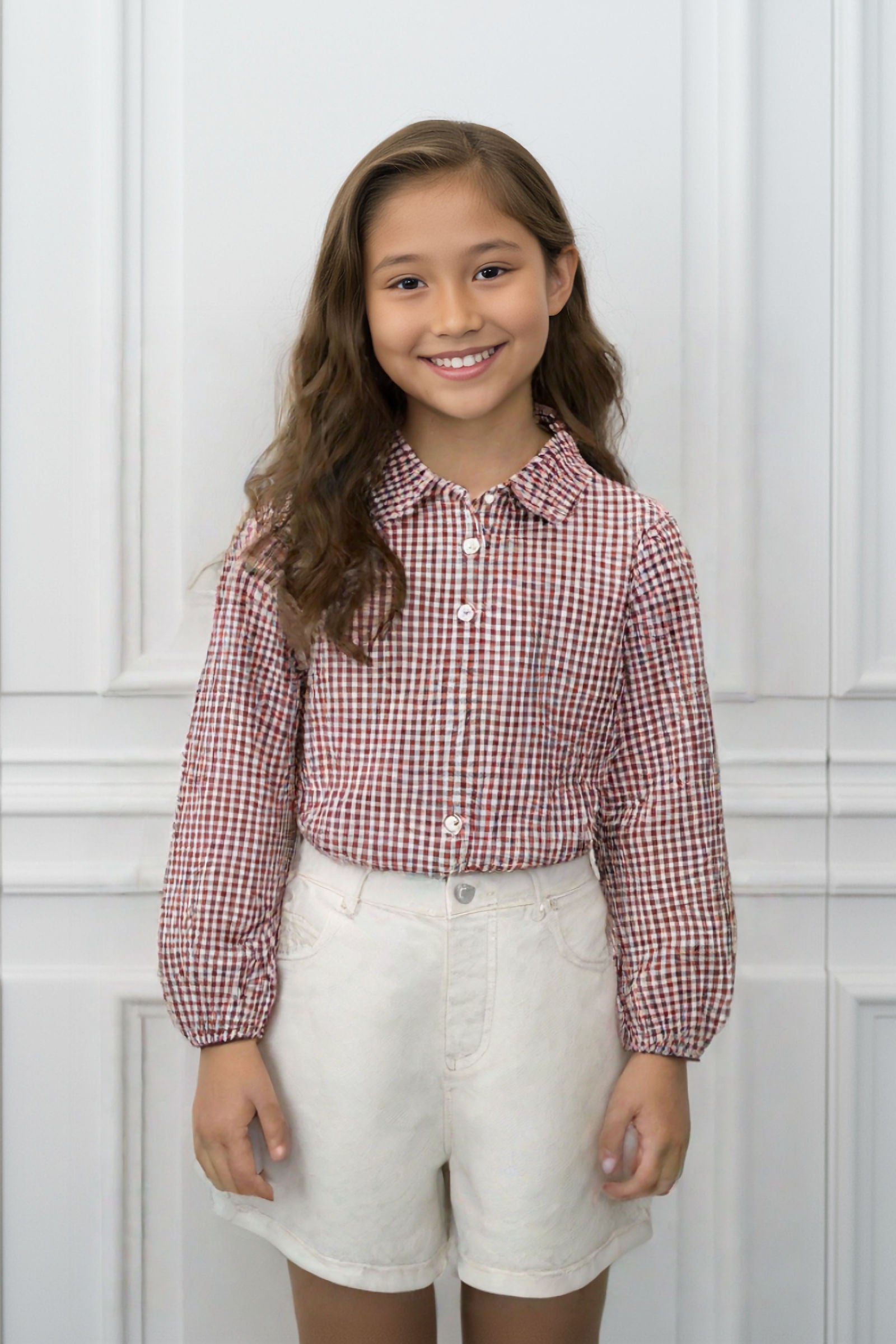 Organic Cotton Peter Pan Collar Top for Girls, Plum, Toddler & Kids