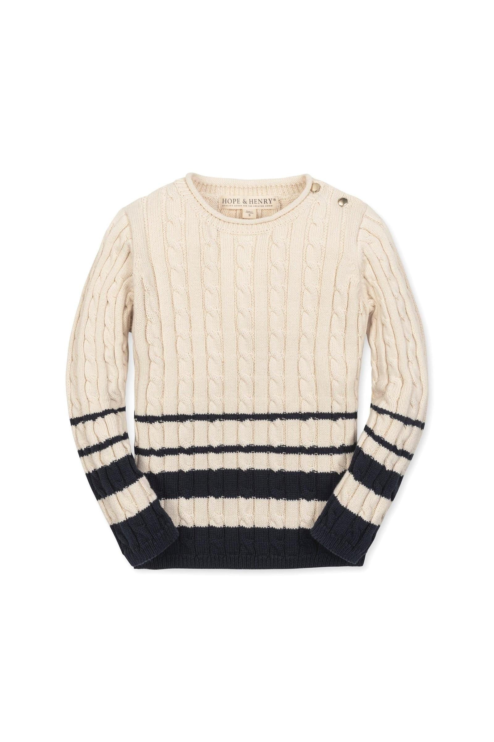 Organic Cotton Roll Neck Sweater for Girls, Ivory, Toddler & Kids