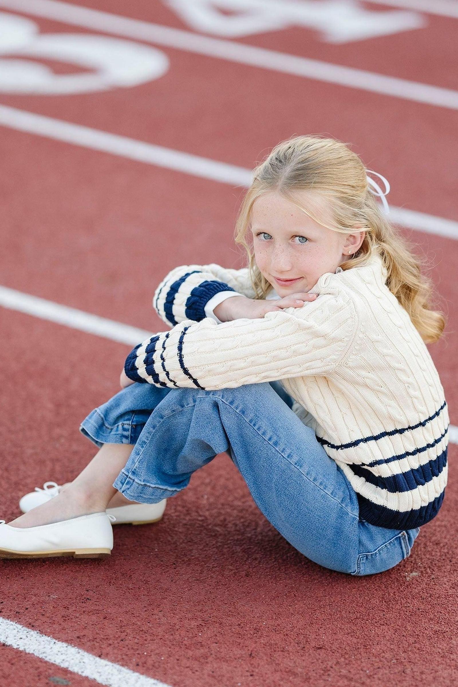 Organic Cotton Roll Neck Sweater for Girls, Ivory, Toddler & Kids