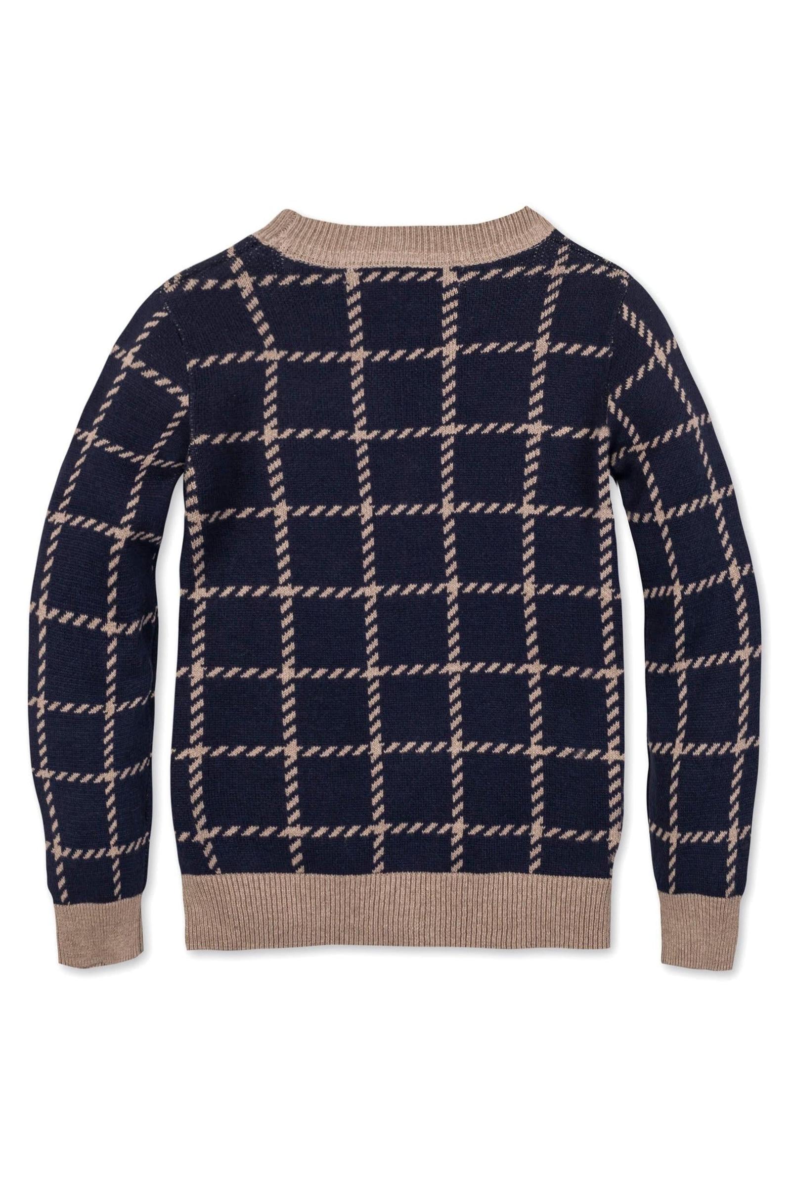 Organic Cotton Boyfriend Cardigan for Girls, Navy & Tan, Toddler & Kids