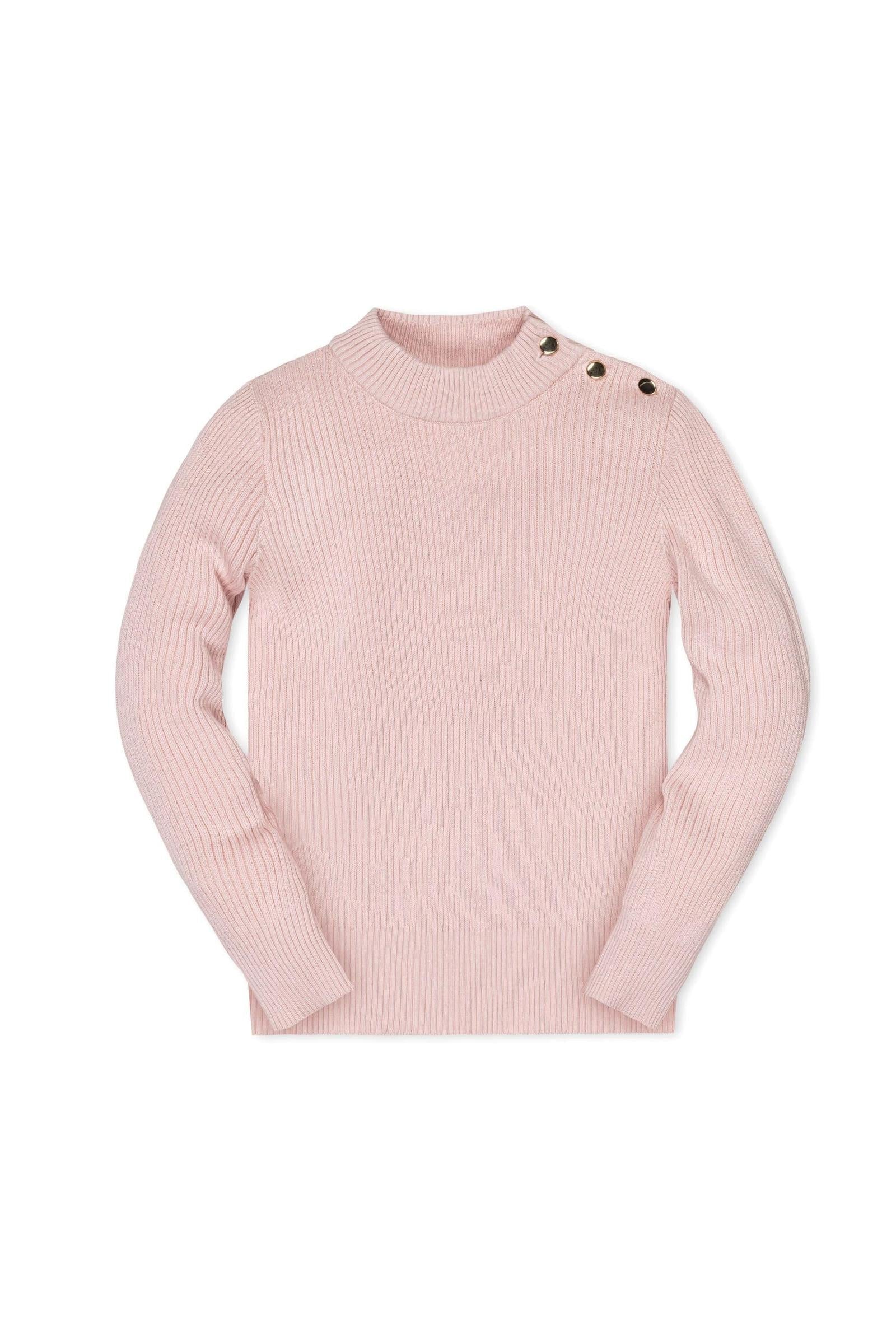 Organic Cotton Mock Neck Sweater for Girls, Pink, Toddler & Kids