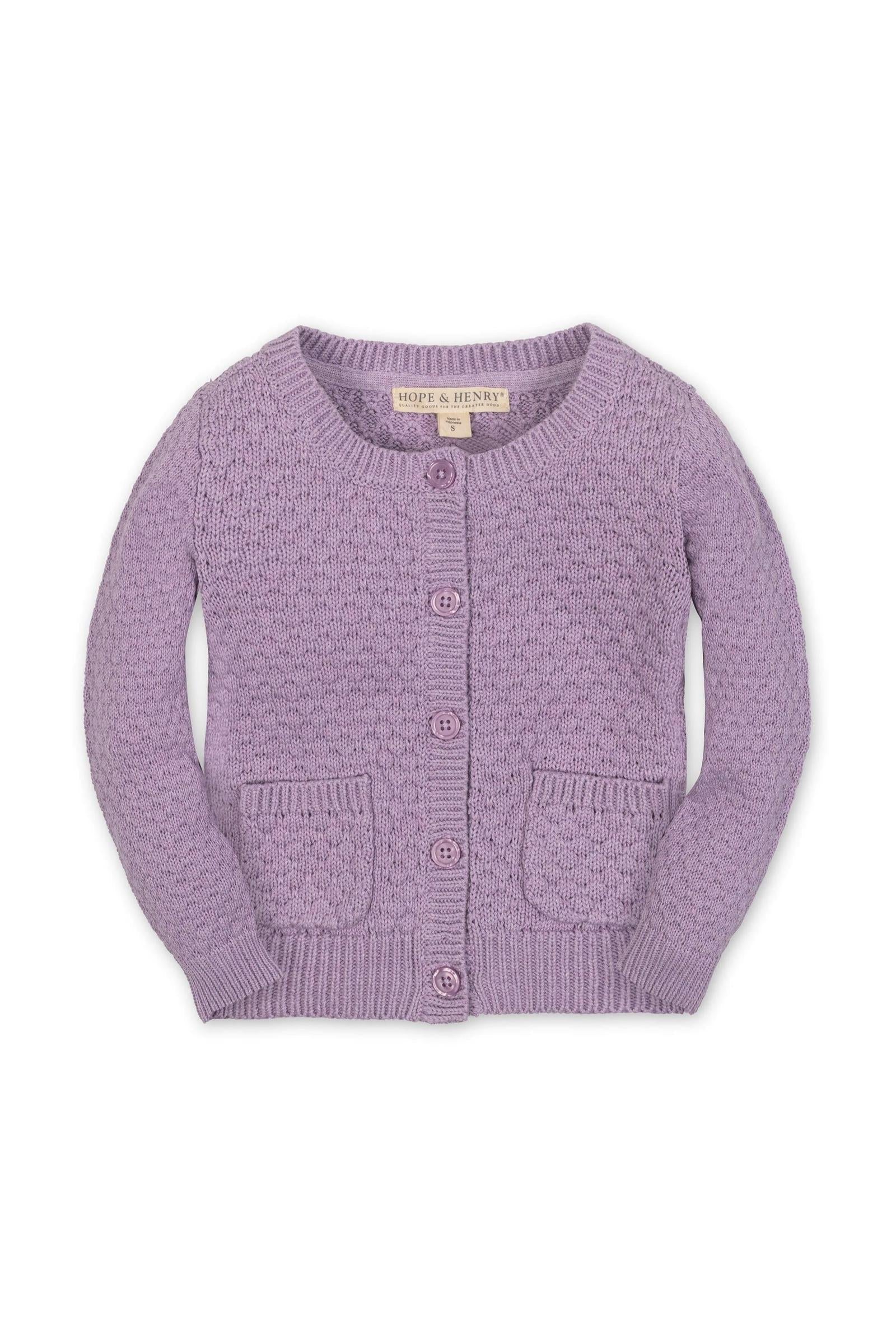 Organic Cotton Textured Cardigan, Lavender Heather, Toddler & Kids