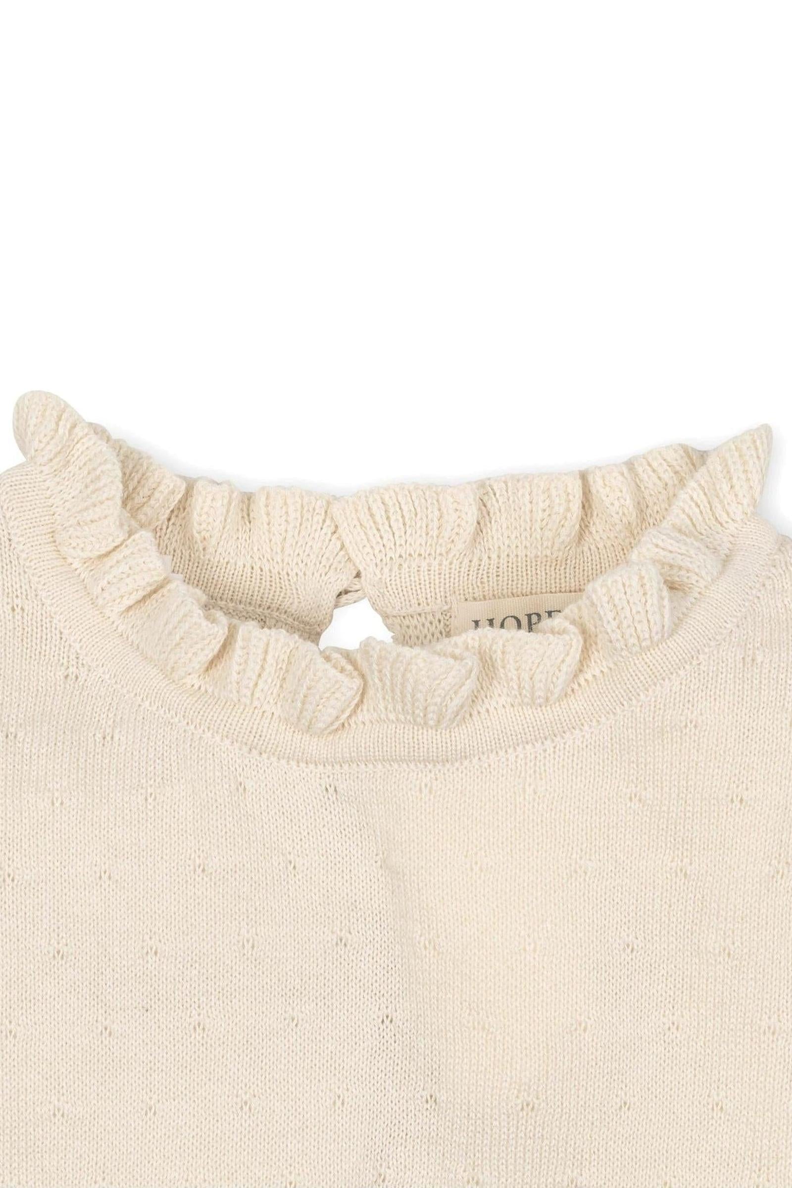 Organic Cotton Ruffle Edge Sweater, Ivory, Toddler & Kids