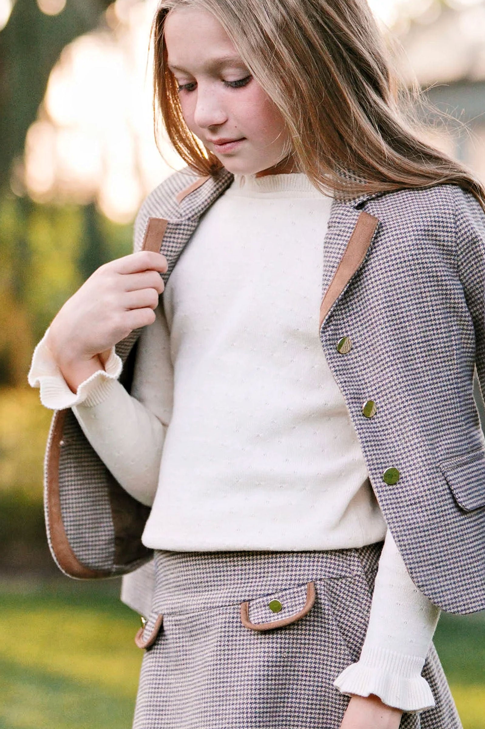 Organic Cotton Ruffle Edge Sweater, Ivory, Toddler & Kids