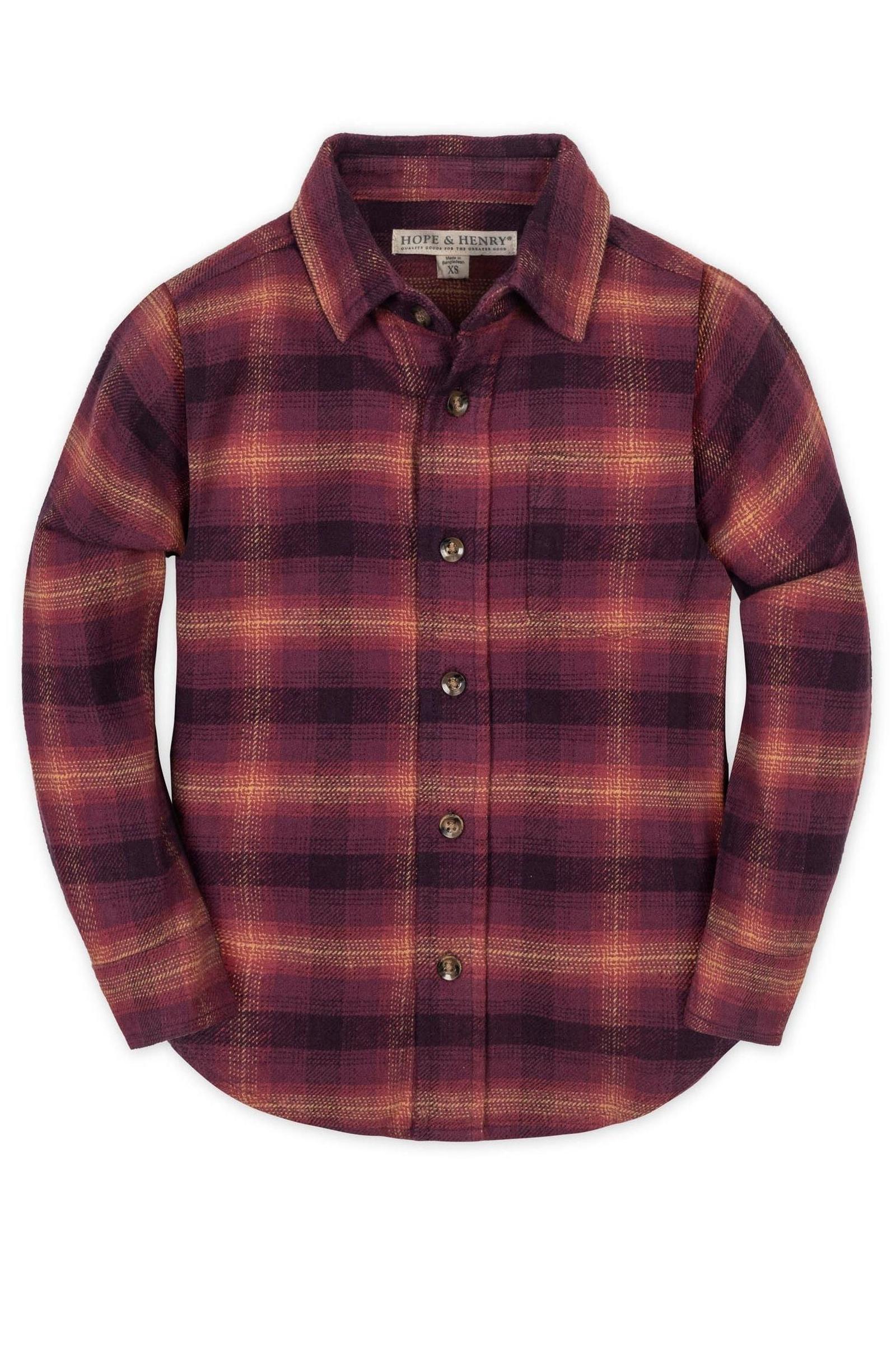 Organic Cotton Flannel Shirt, Plum Plaid, Toddler & Kids