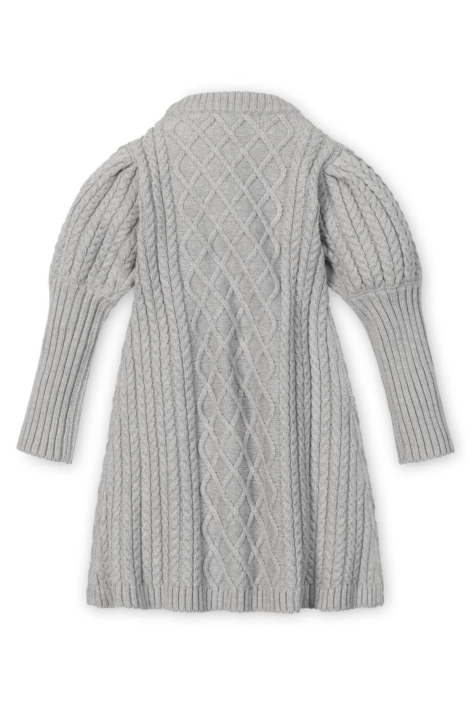Grey Organic Cotton Mock Neck Button Placket Sweater Dress, Baby, Toddler & Kids