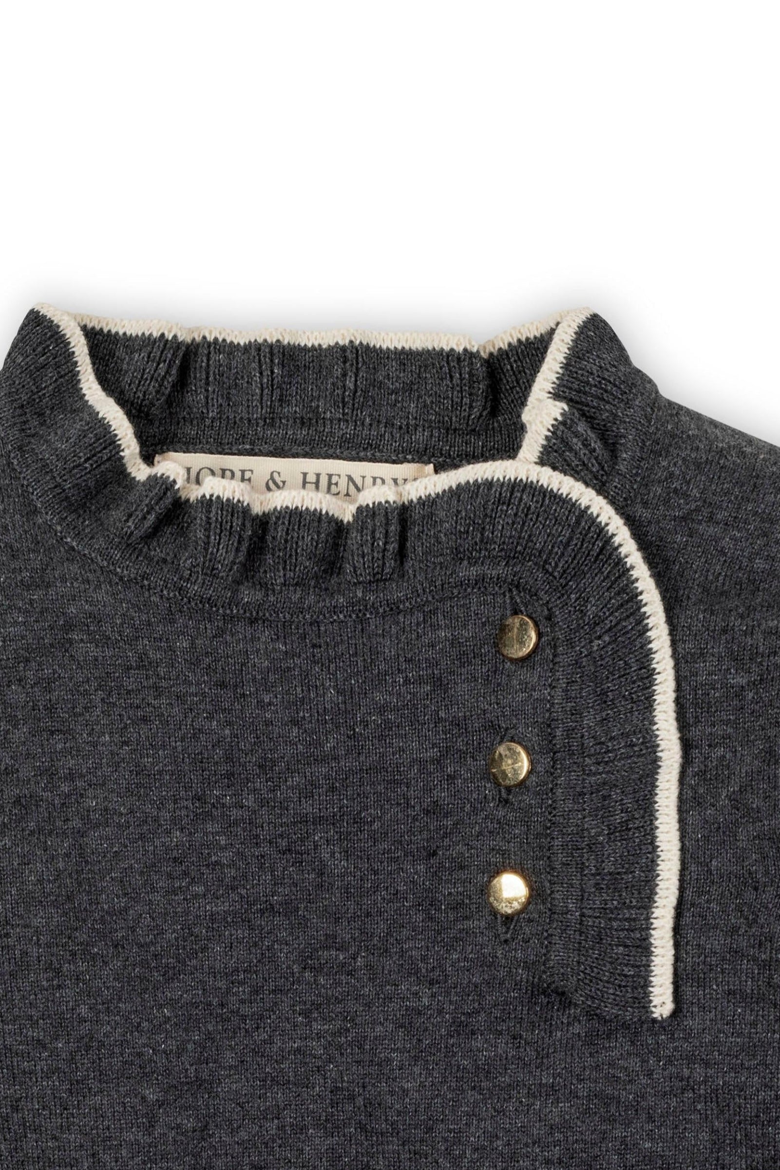 Organic Cotton Ruffle Trim Sweater Dress for Girls, Charcoal, Toddler & Kids