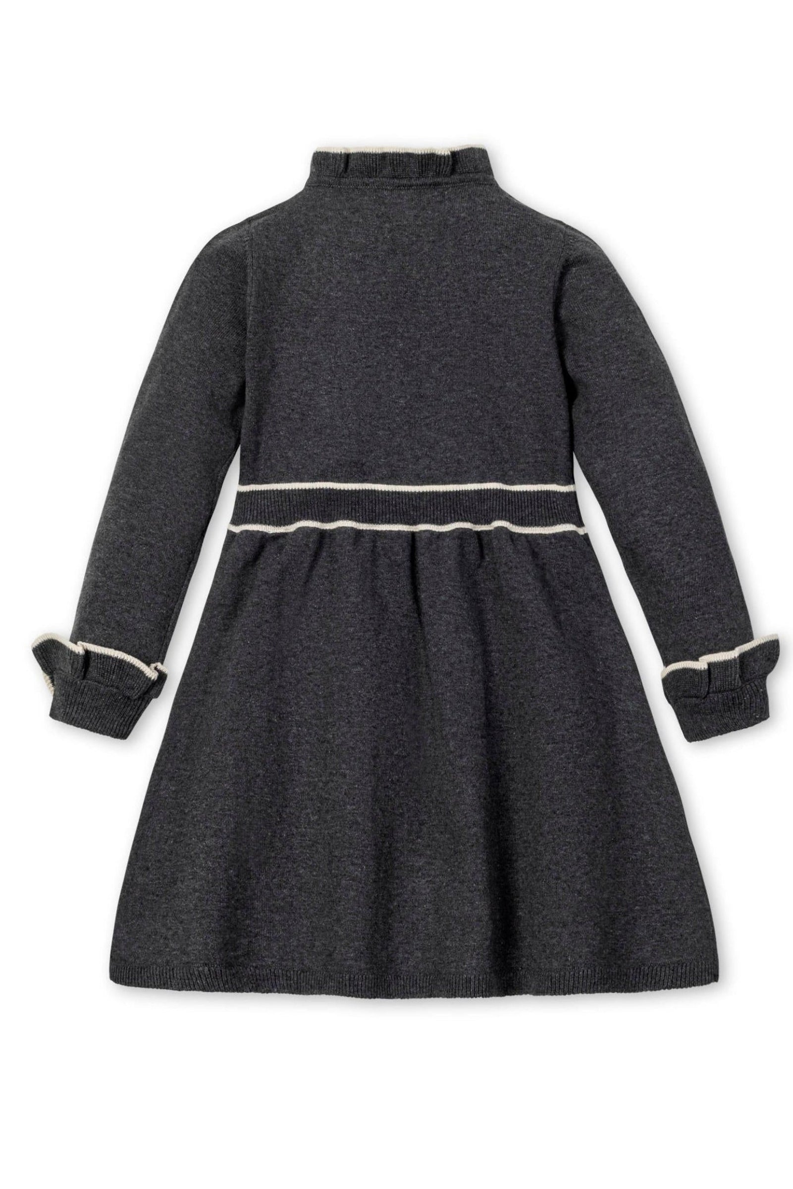 Organic Cotton Ruffle Trim Sweater Dress for Girls, Charcoal, Toddler & Kids