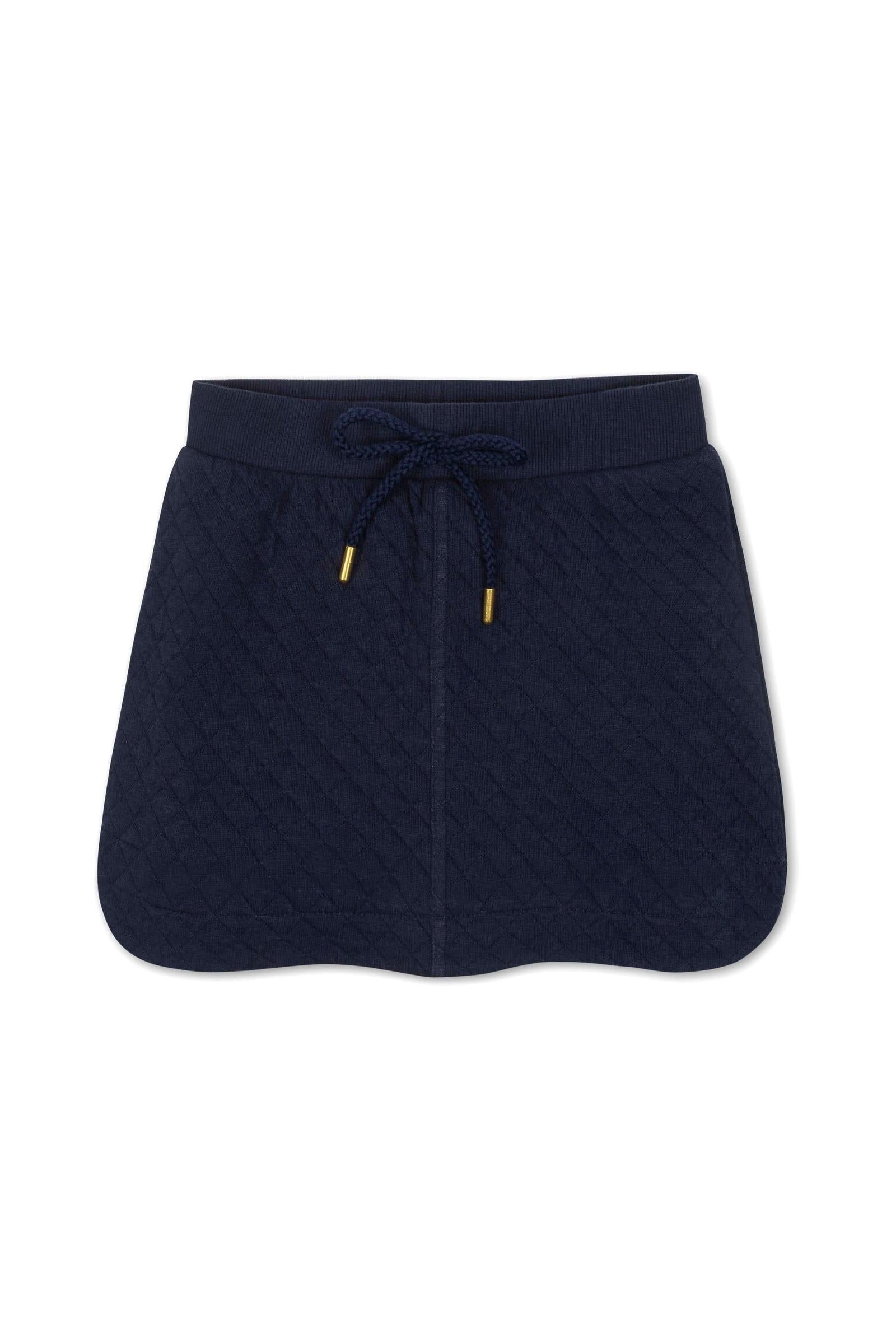 Organic Cotton Quilted Pull-On Skirt Shorts for Girls, Navy, Toddler & Kids