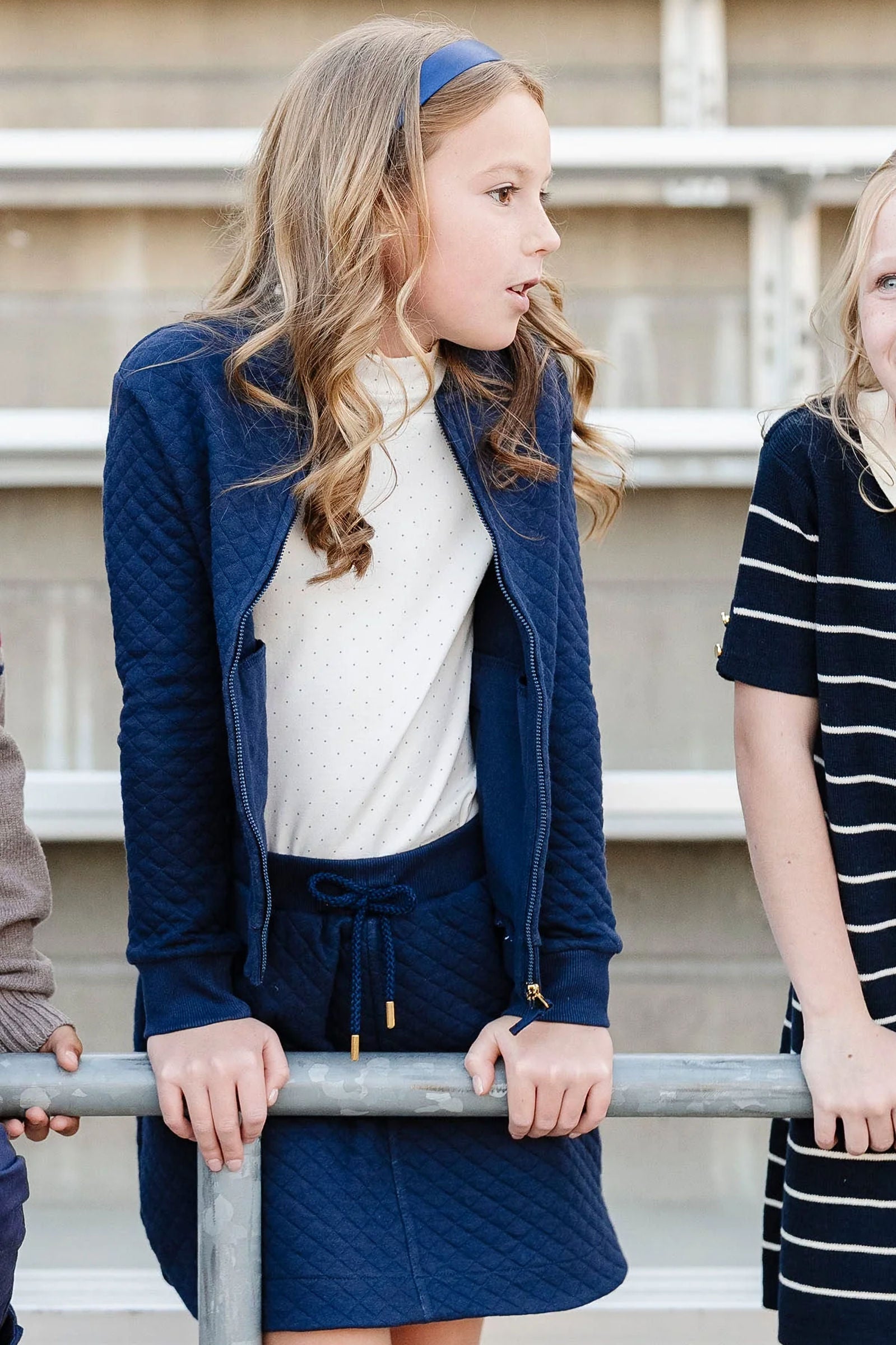 Organic Cotton Quilted Pull-On Skirt Shorts for Girls, Navy, Toddler & Kids