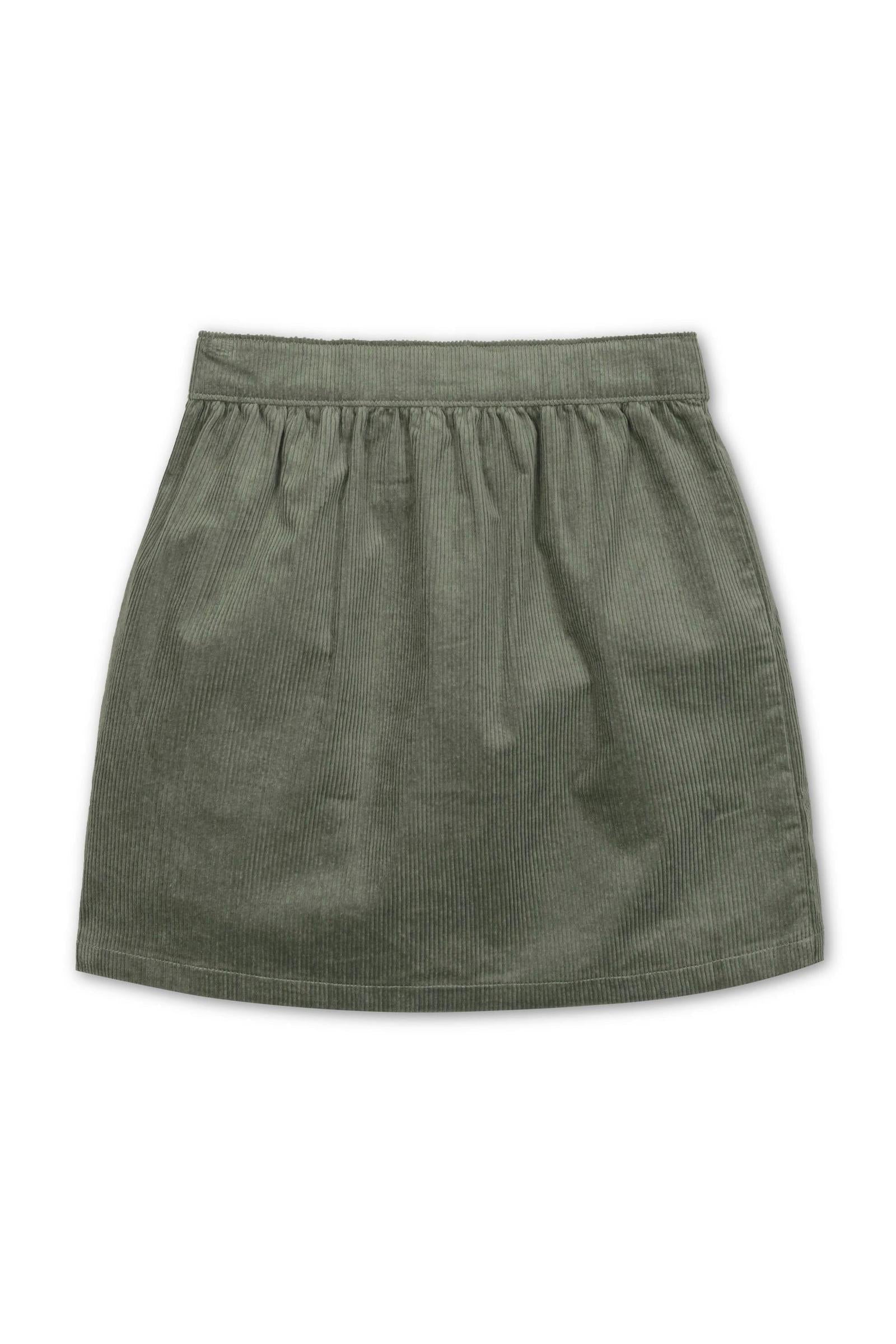 Organic Cotton Corduroy Button Front Skirt for Girls, Sage, Toddler & Kids