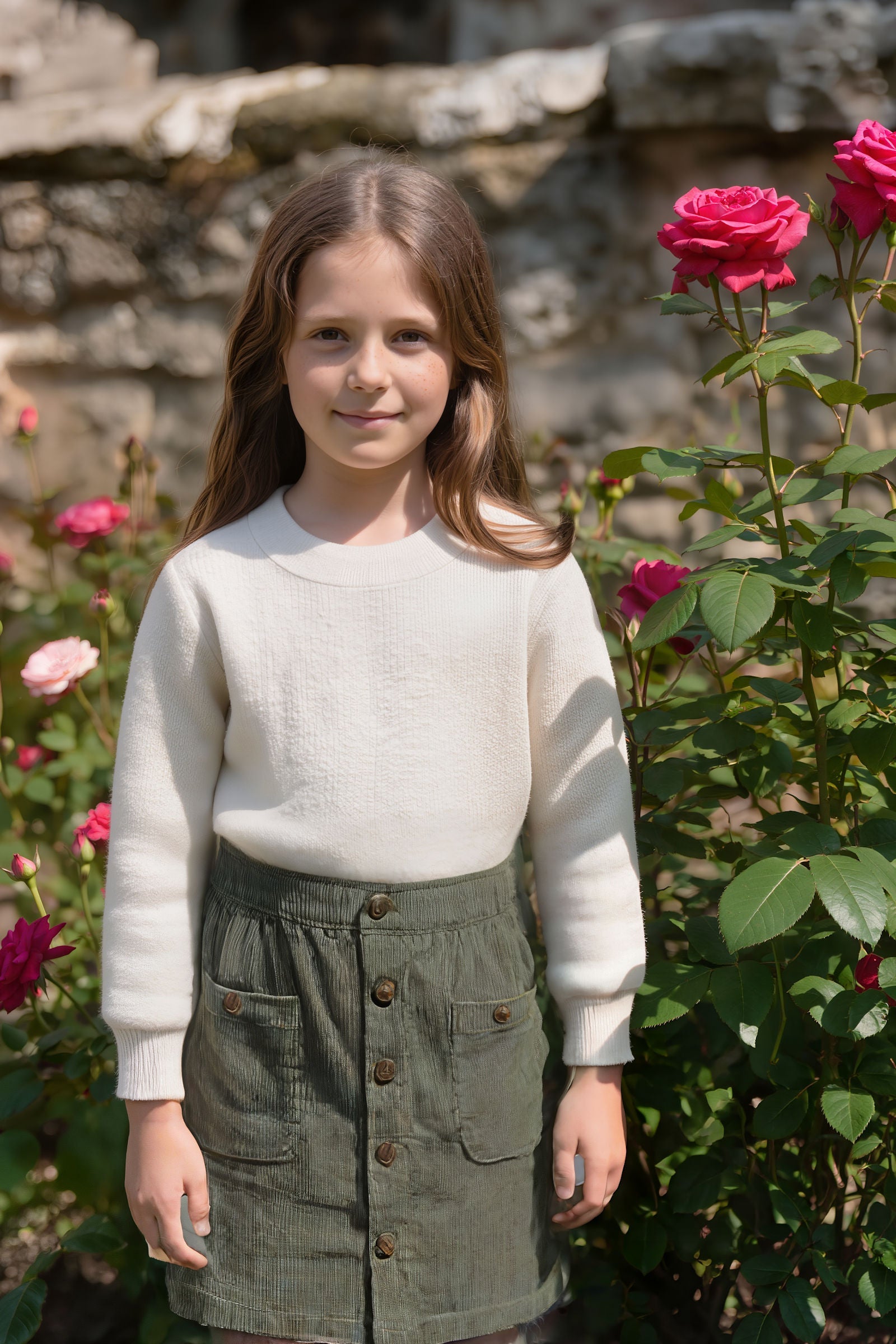 Organic Cotton Corduroy Button Front Skirt for Girls, Sage, Toddler & Kids